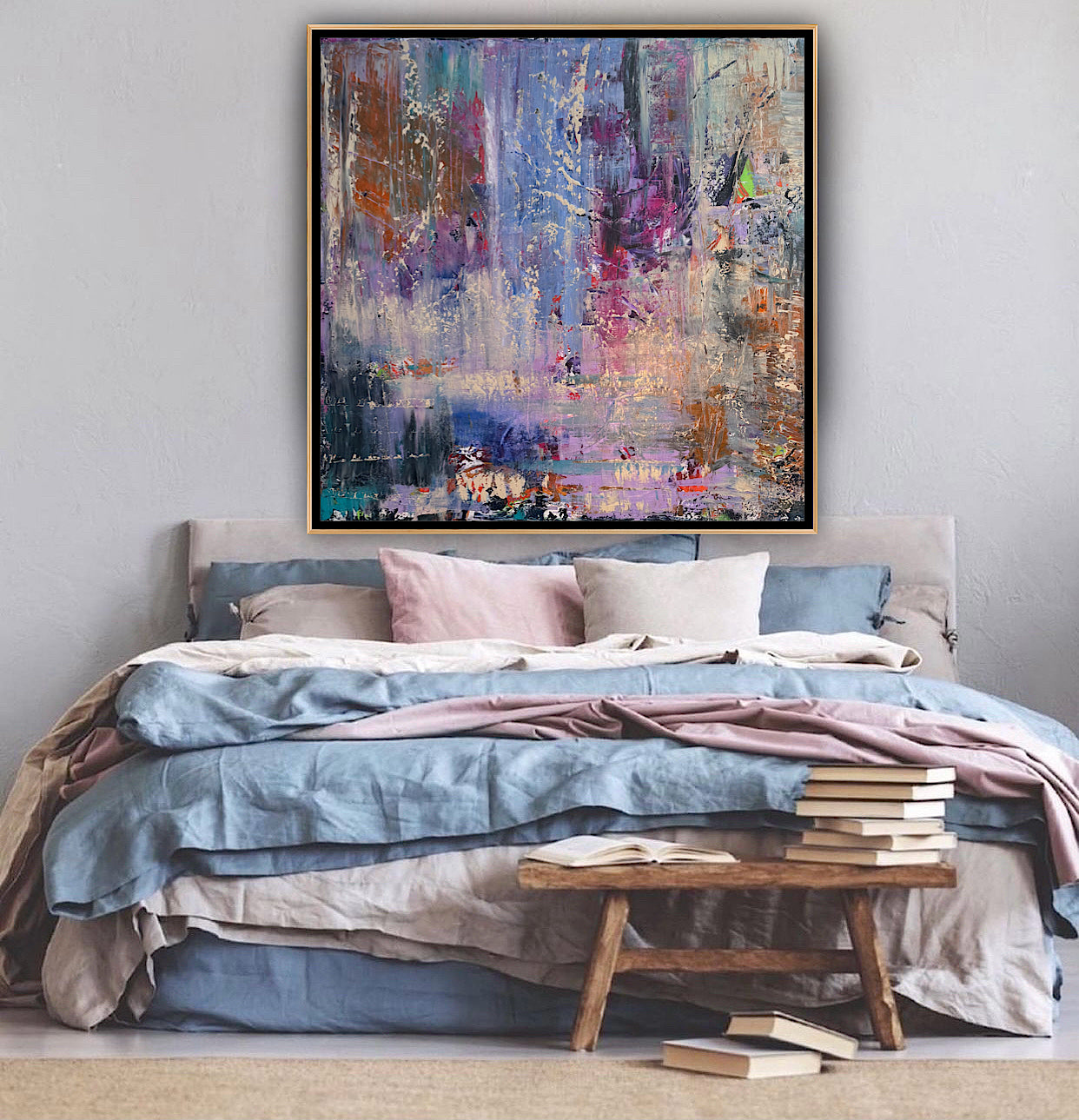 Contemporary Style Abstract Original Oil Painting on 90x90cm Canvas Palimpsest