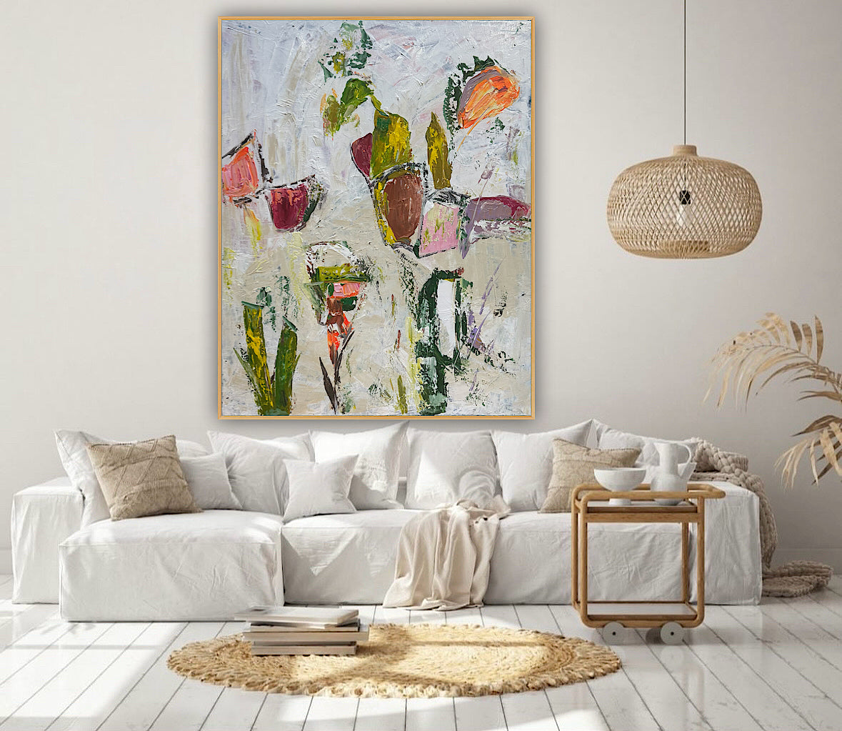 Oka Style Abstract contemporary Oil Painting On Canvas 80 x 100cm Orcia flowers