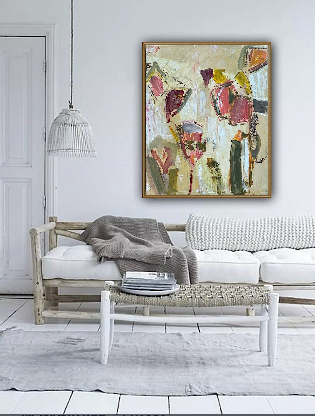 Oka Style Abstract contemporary Oil Painting On Canvas 50 x 60cm Orcia flower