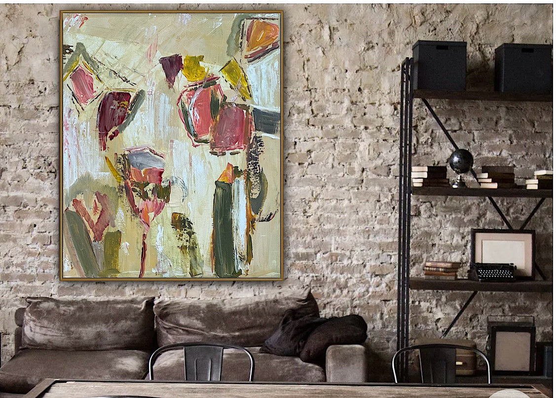 Oka Style Abstract contemporary Oil Painting On Canvas 50 x 60cm Orcia flower