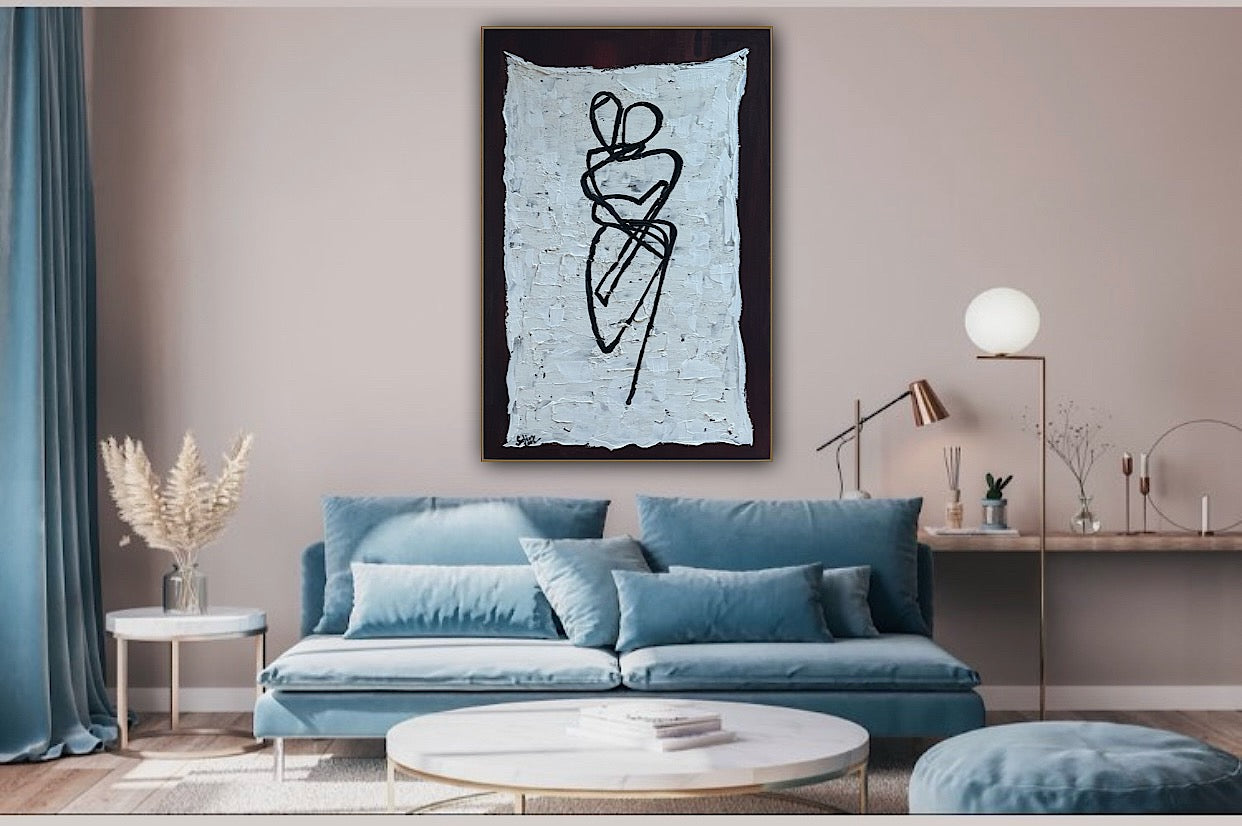 Oka Design Contemporary Abstract Original Oil Painting On 90 x 60cm Canvas Lovers nude on unber background