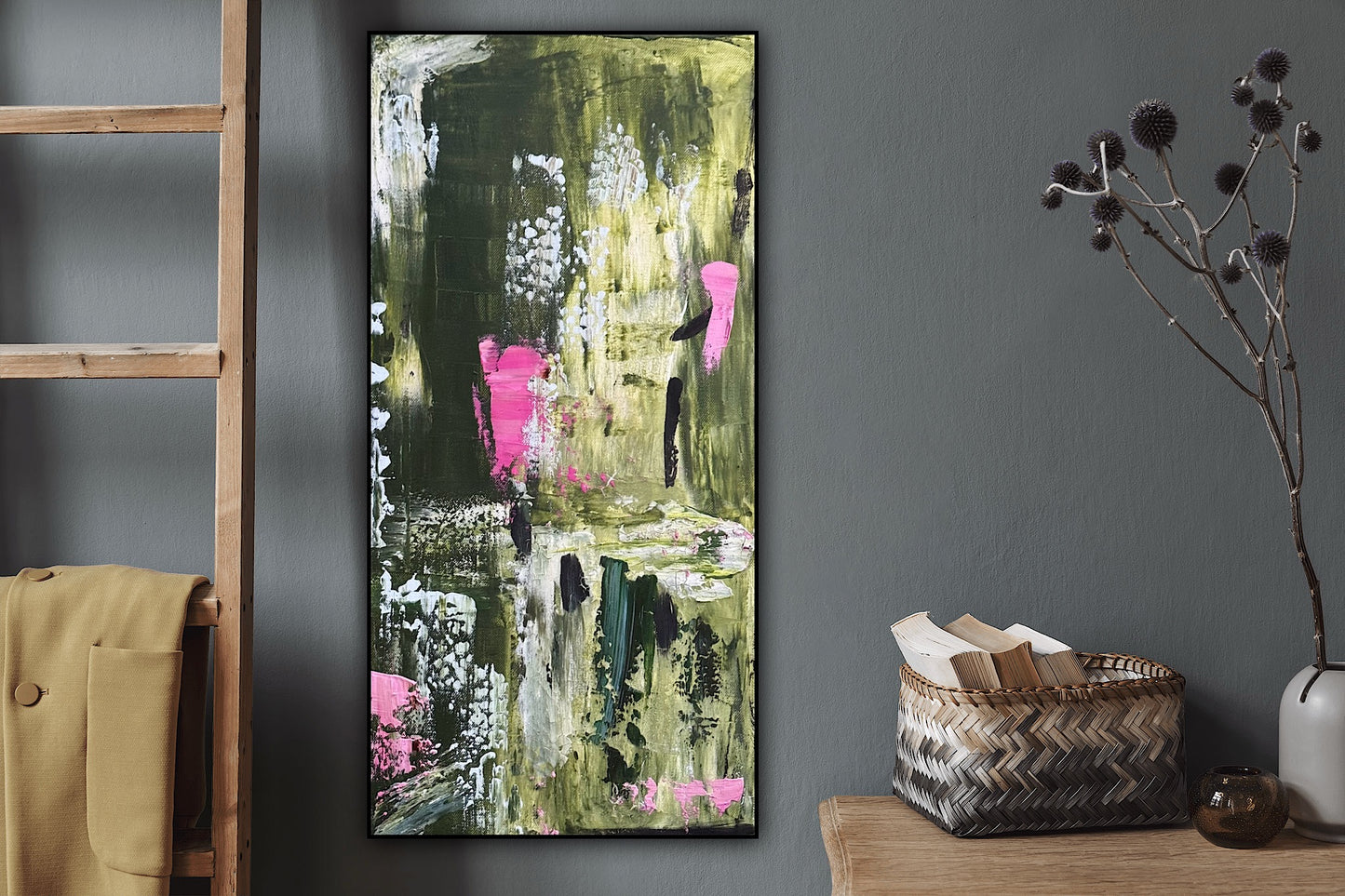 Oka Contemporary Abstract Original Oil Painting 30cm x 60cm textured Lavendar Bay
