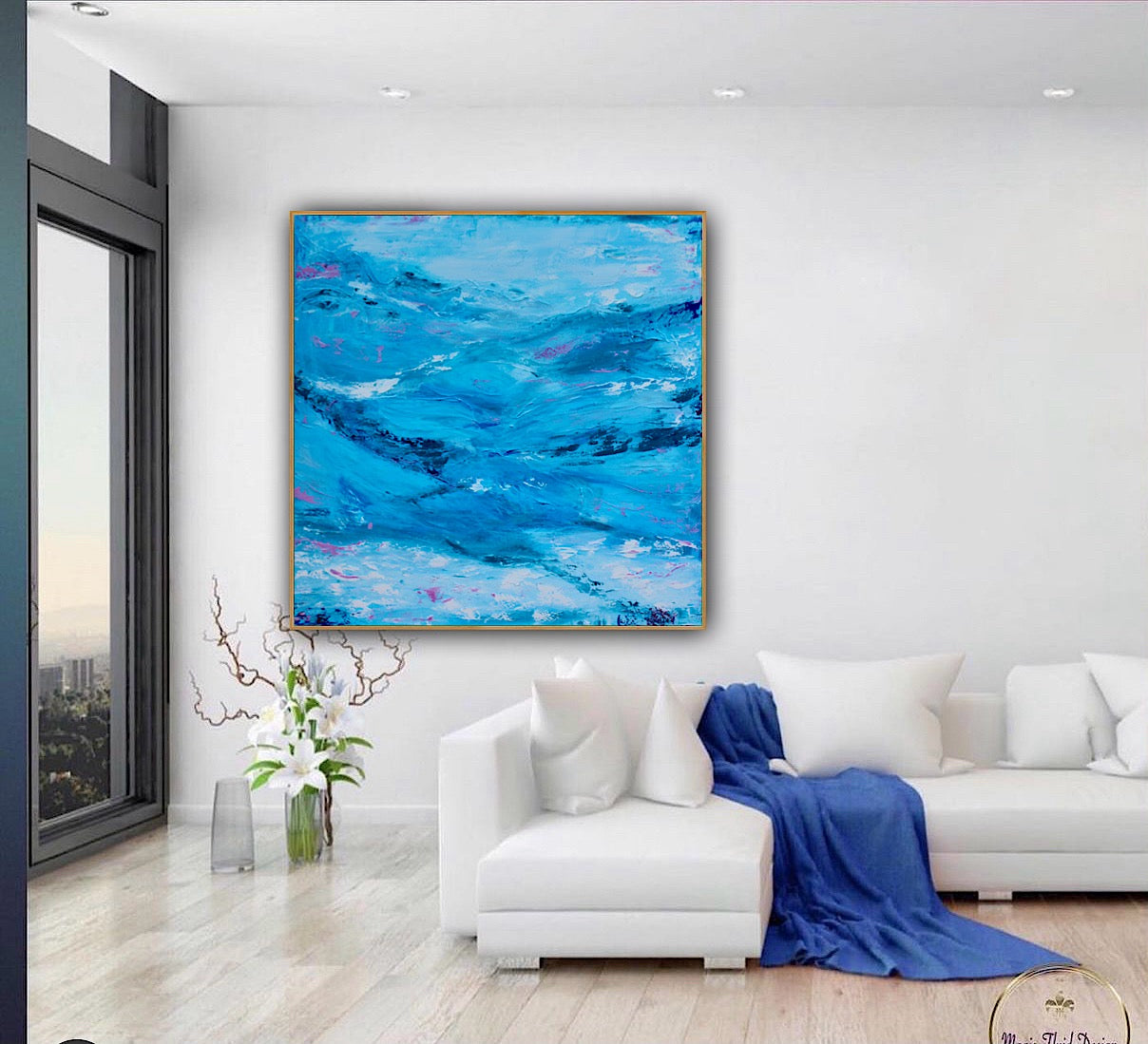 Richter StyLe Original abstract Large Oil Painting On Canvas 90x90cm Ocean time textured