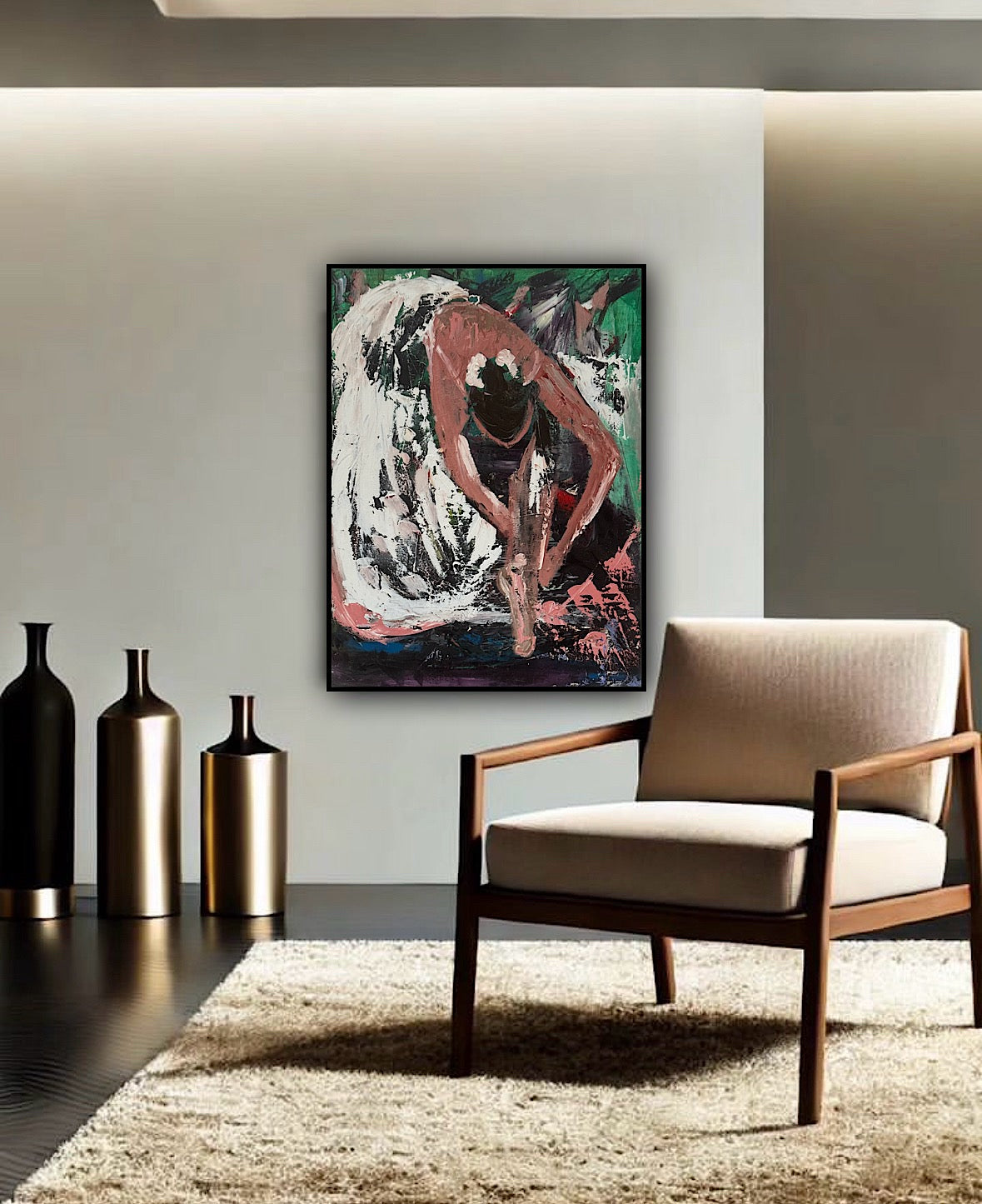 Richter original Abstract Oil Painting On 1.8cm Canvas 45x60cm Ballet Dancer