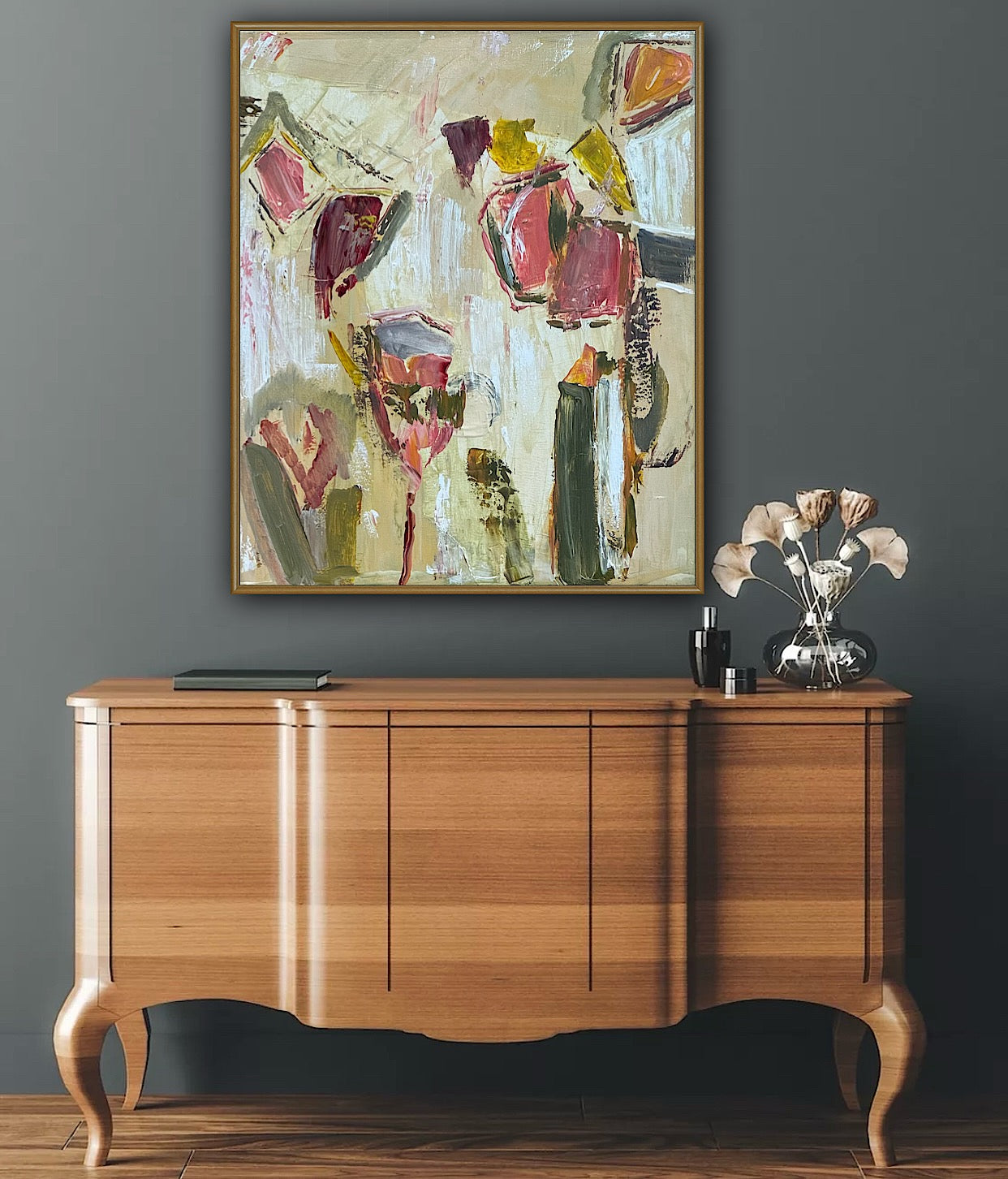 Oka Style Abstract contemporary Oil Painting On Canvas 50 x 60cm Orcia flower