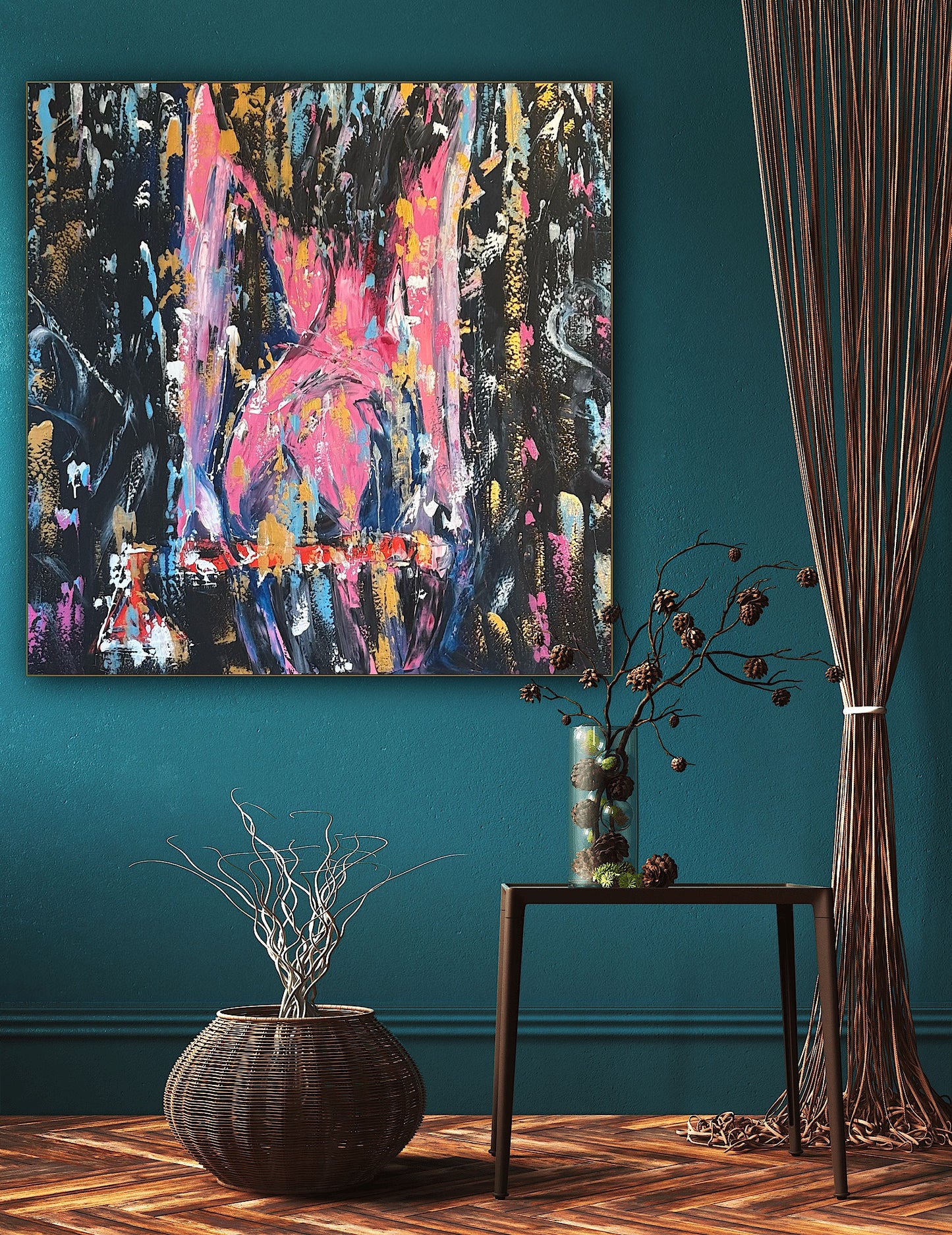 Richter StyLe Abstract Original Oil Painting On Canvas 100x100cm Nude Dancer