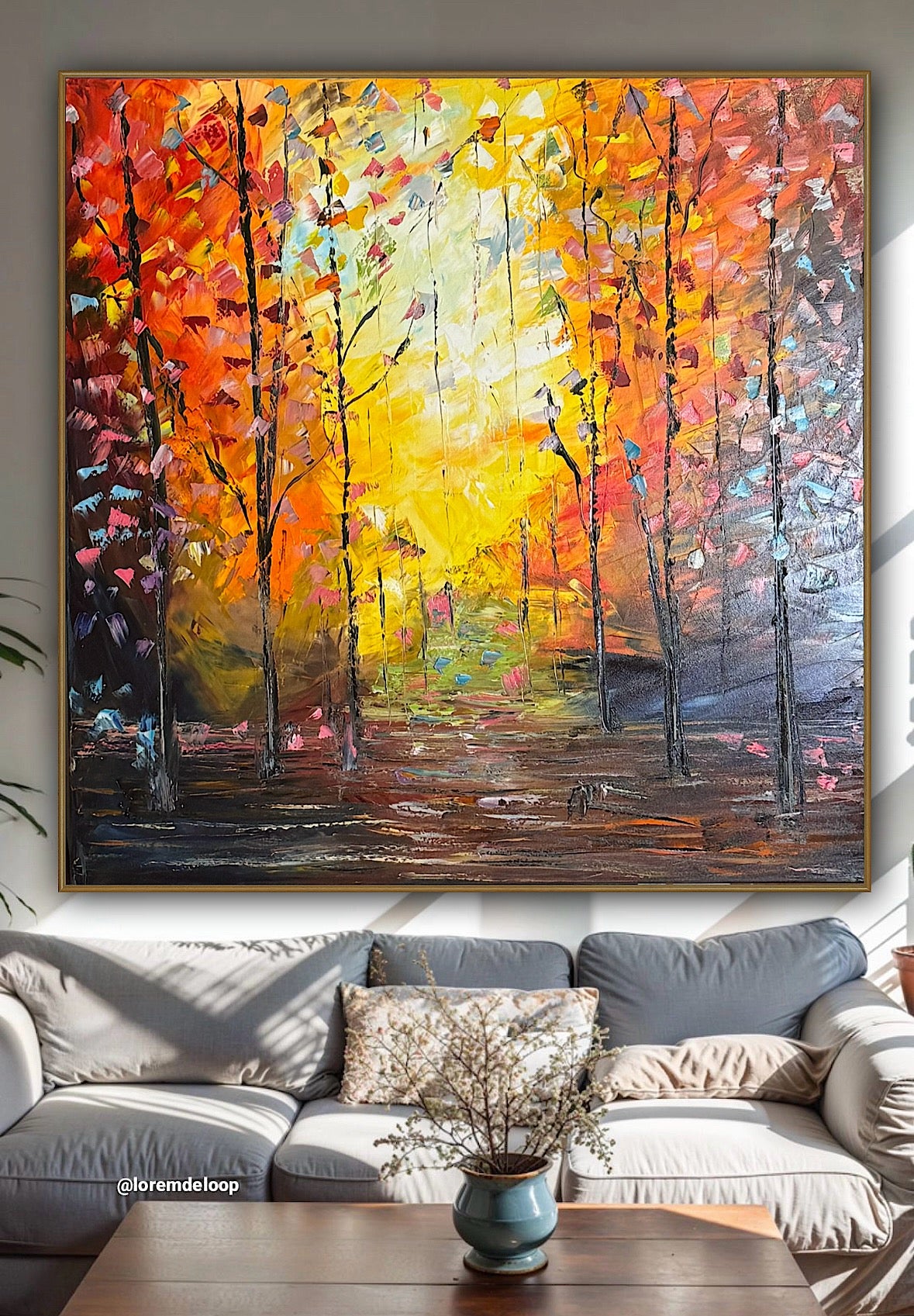Oka Contemporary Abstract Original Oil Painting 100 x100cm Autumn Forest floral