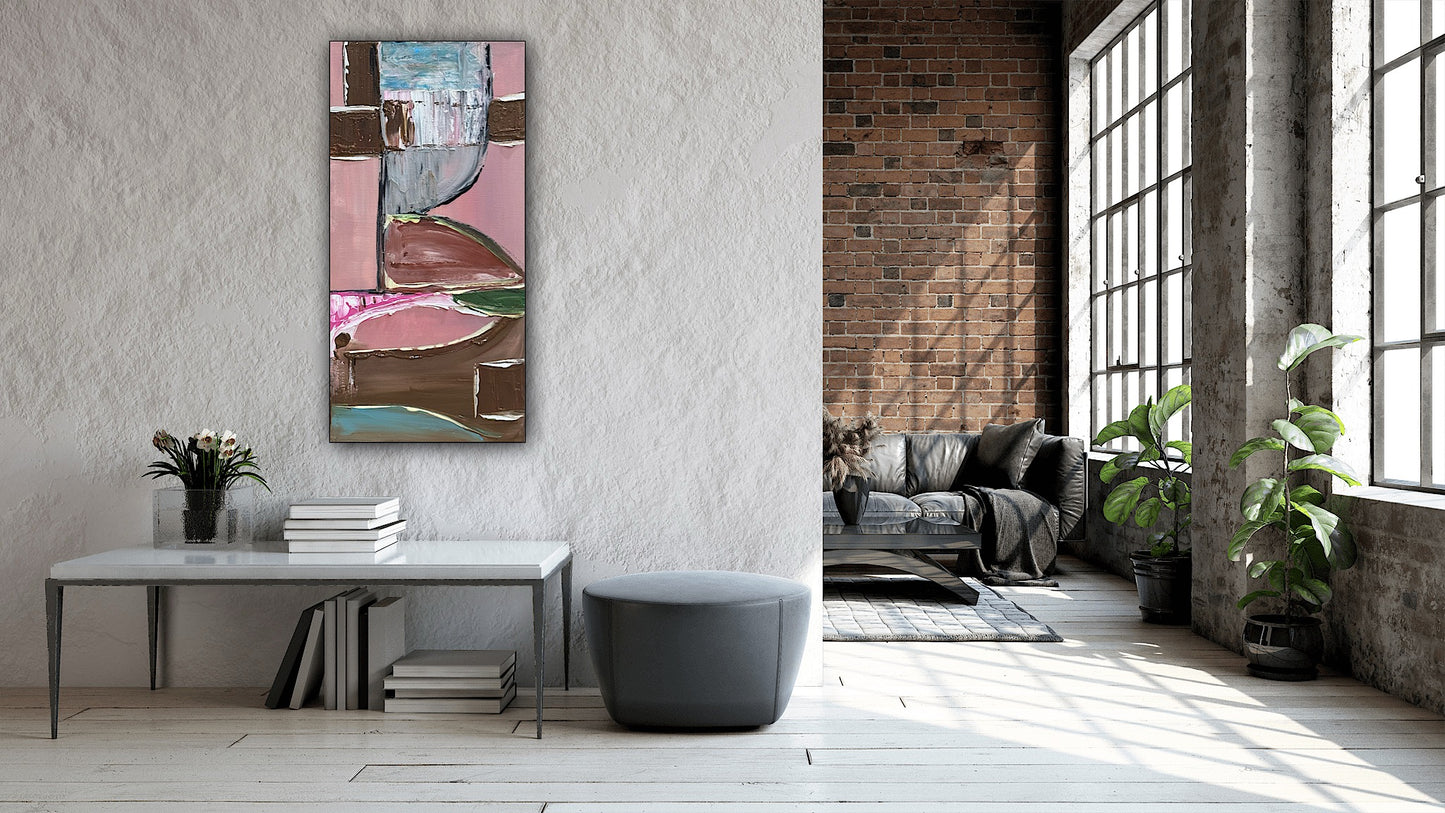 Oka Contemporary Abstract Original Oil Painting 30cm x 60cm textured Harmonic Layer