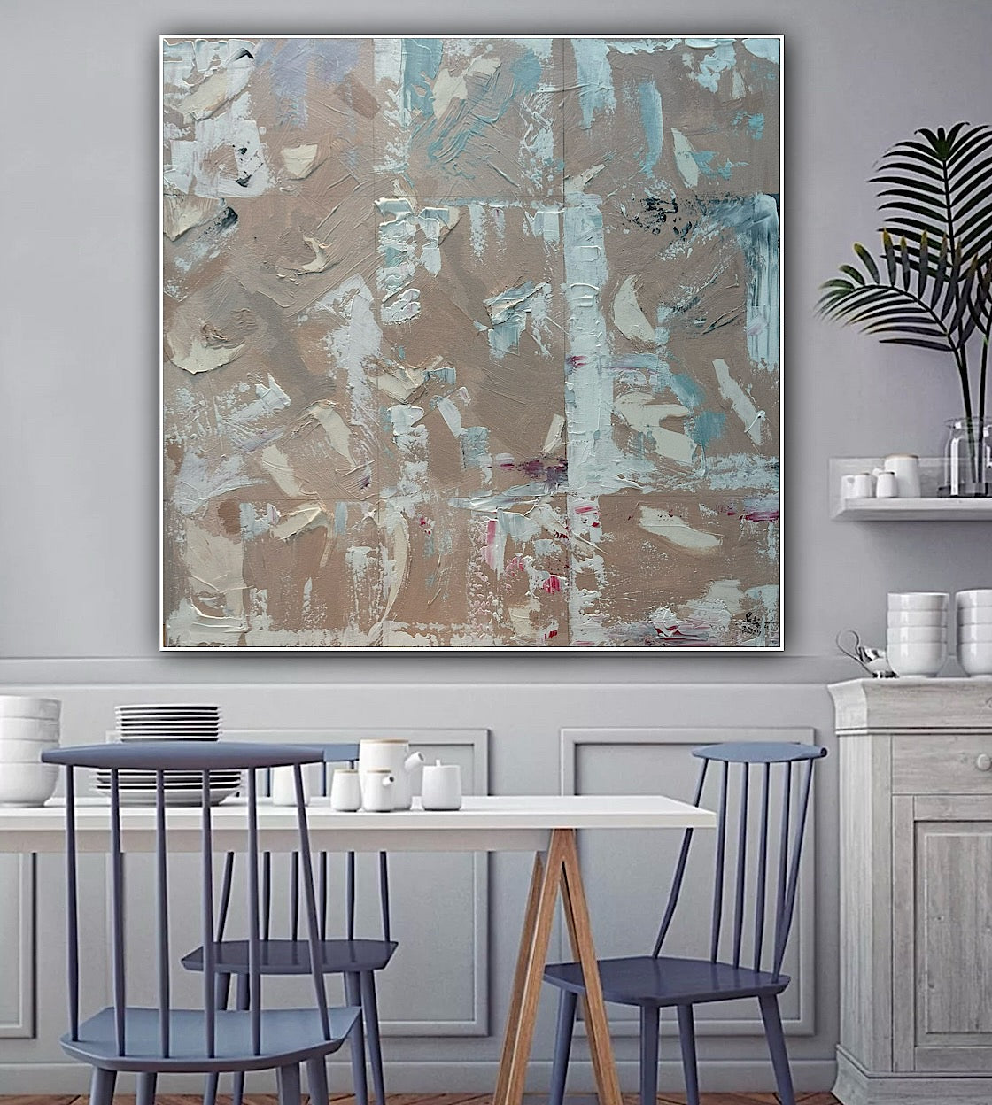 Oka Contemporary Abstract Original Oil Painting 80 x 80cm textured Mountains