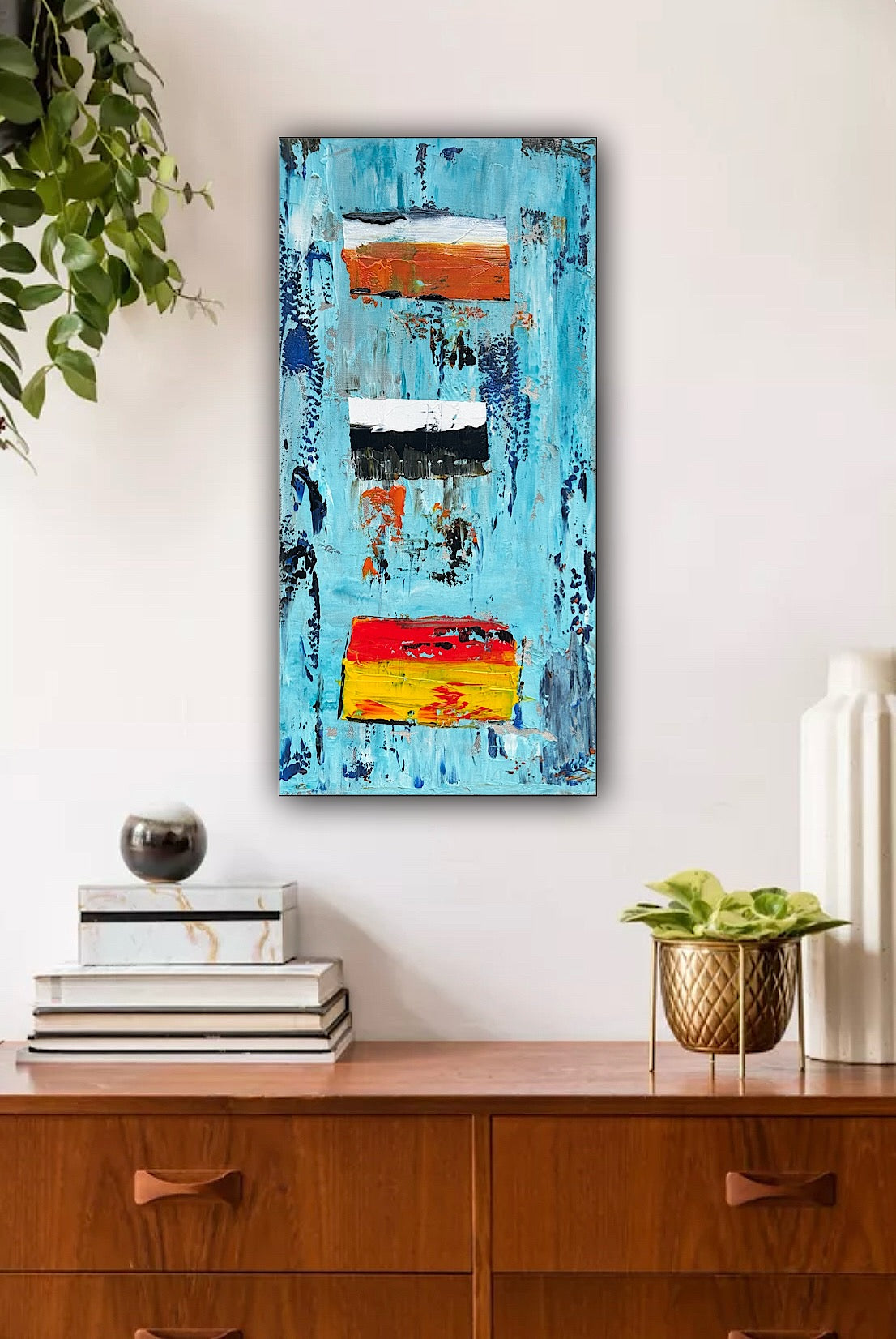 Oka Contemporary Abstract Original Oil Painting 30cm x 60cm textured Essenes of Strength
