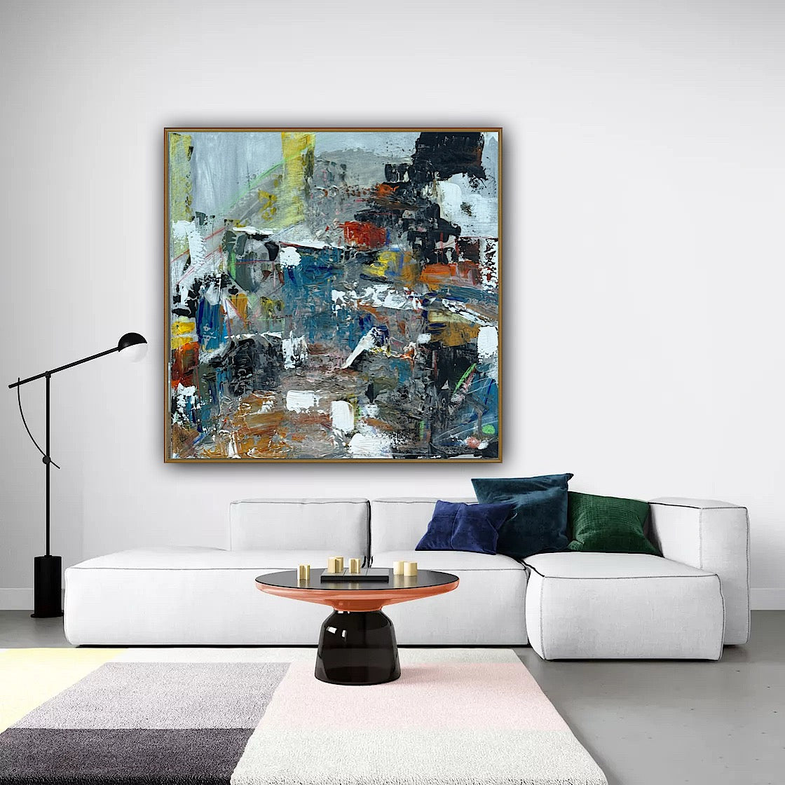 Contemporary Style Abstract Original Oil Painting on 60x60cm Canvas House on the Hill