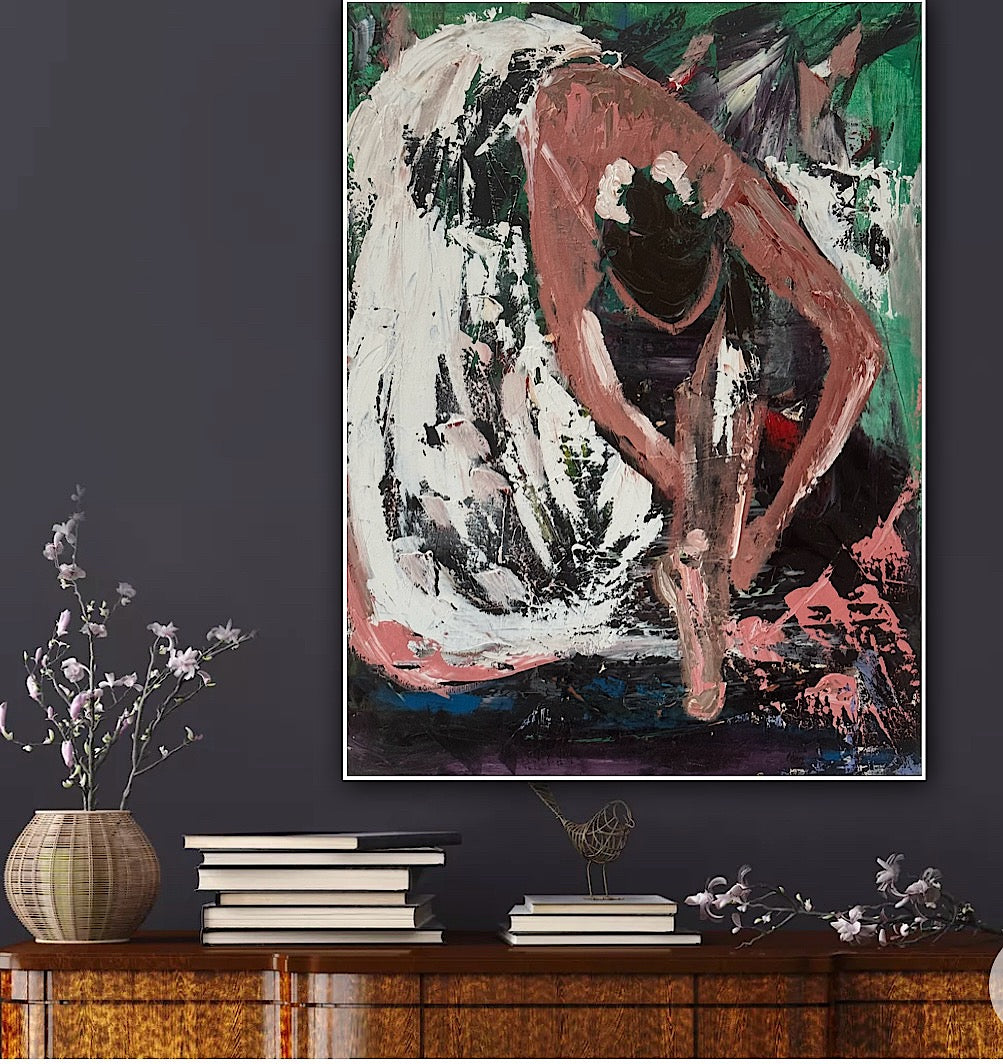 Richter original Abstract Oil Painting On 1.8cm Canvas 45x60cm Ballet Dancer