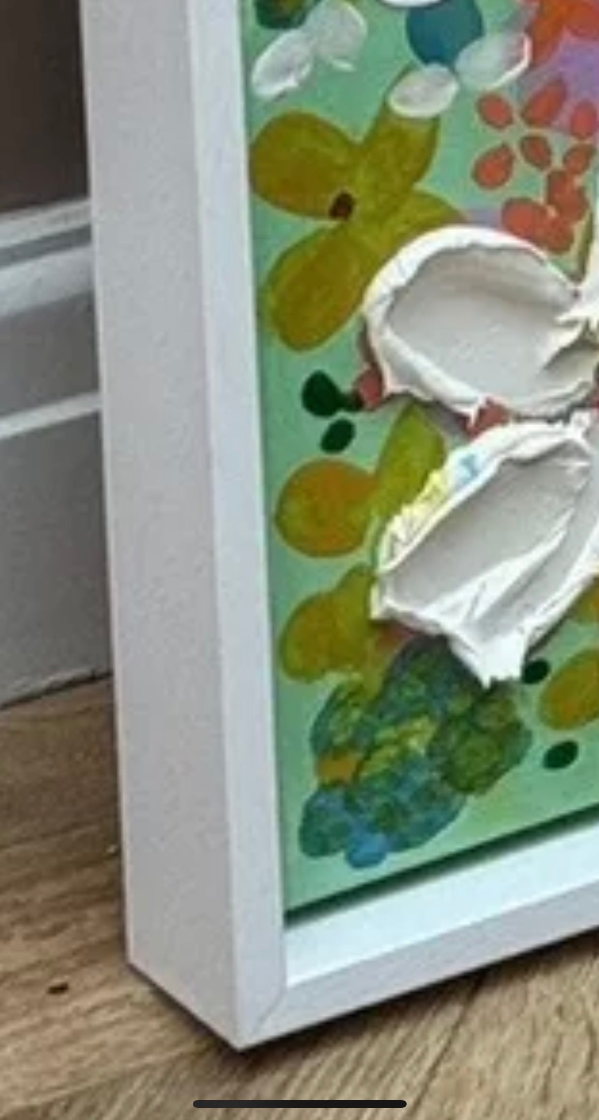 Framed Contemporary Abstract Original Oil Painting On 80x80cm Canvas White Tulips