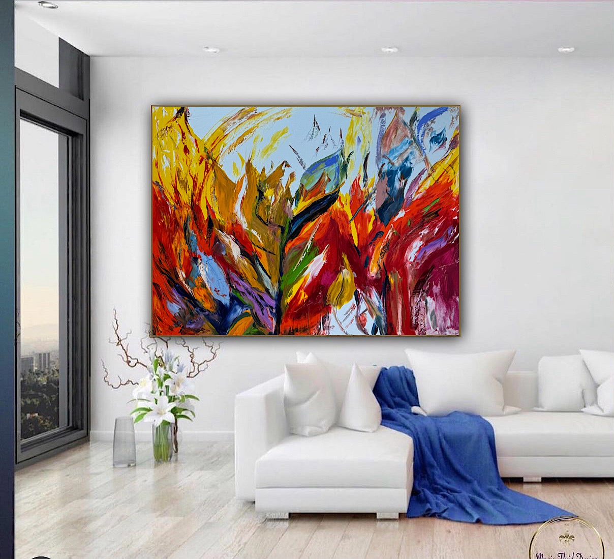 Large Abstract Original Oil Painting On 120x91cm canvas textured Flames of Nature