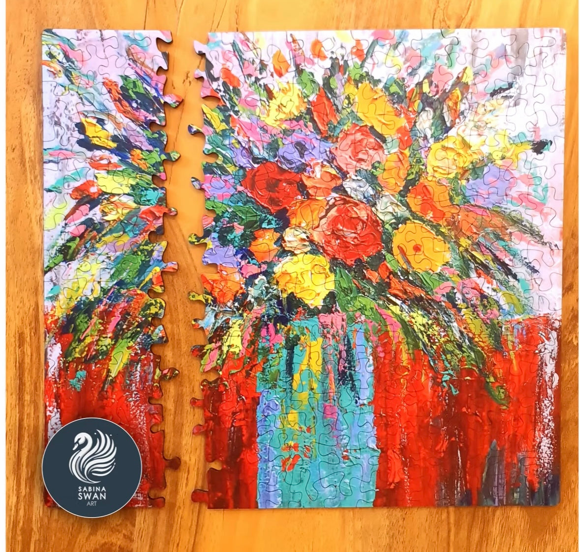 Art Wooden Puzzle for Adults Sabina Swan Art Original Jigsaw Sea of Roses