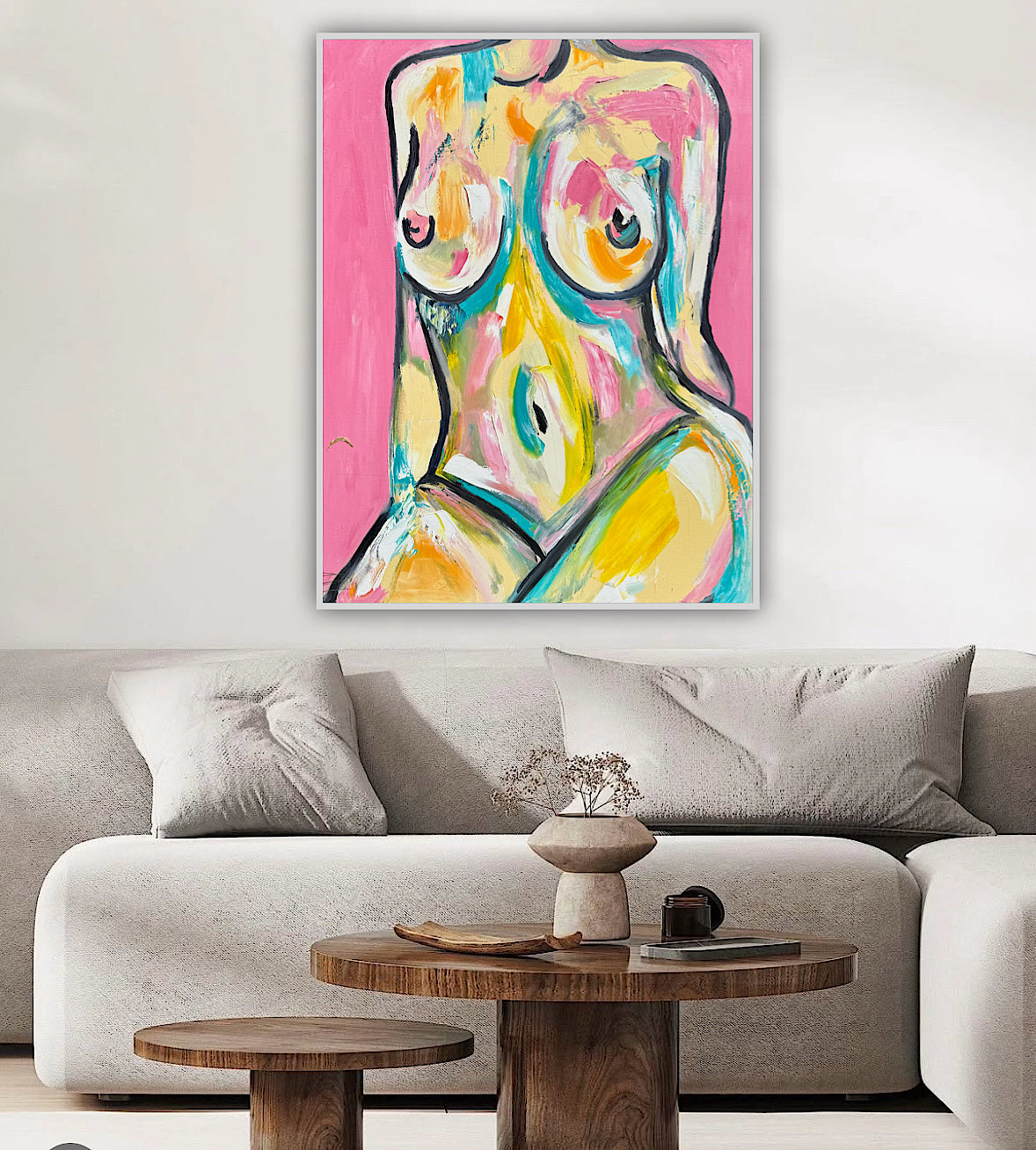 Large Abstract Original Oil Painting On 100x80cm canvas Colourful Nude