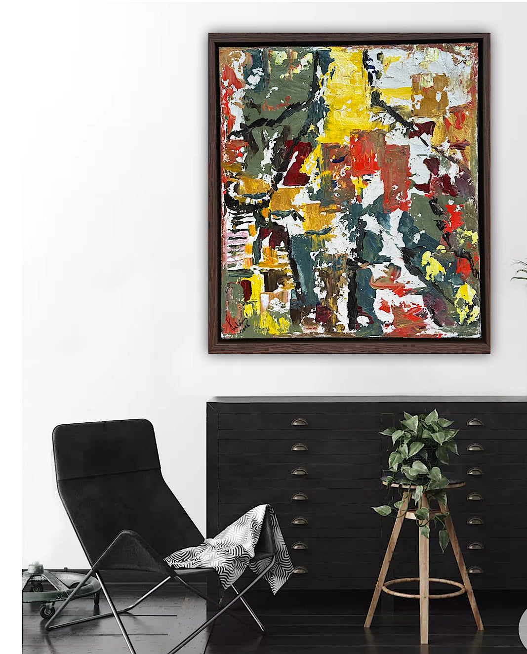 Framed Original Abstract contemporary Oil Painting On Canvas 47x53cm Summer in Venice Oka
