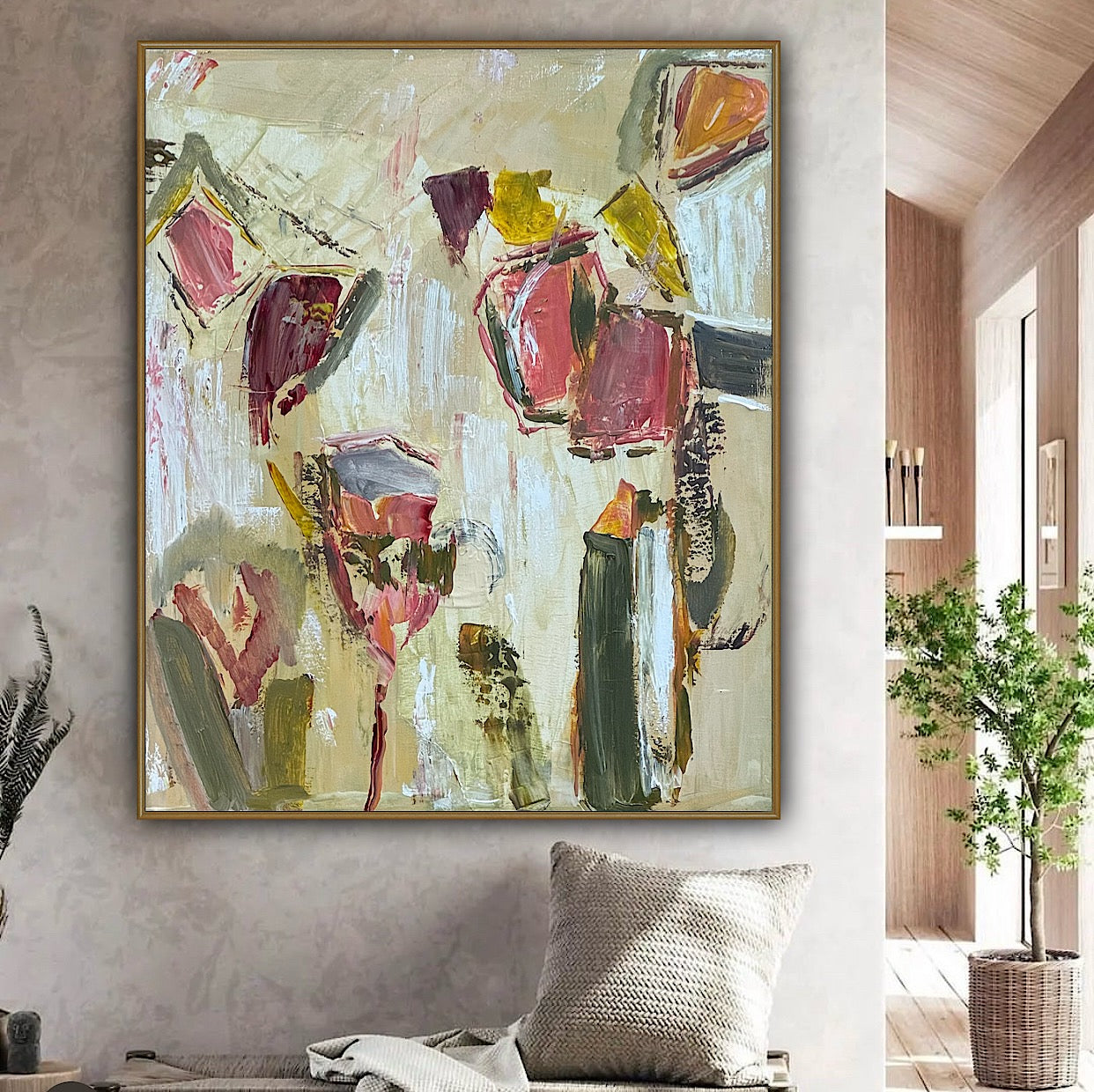 Oka Style Abstract contemporary Oil Painting On Canvas 50 x 60cm Orcia flower