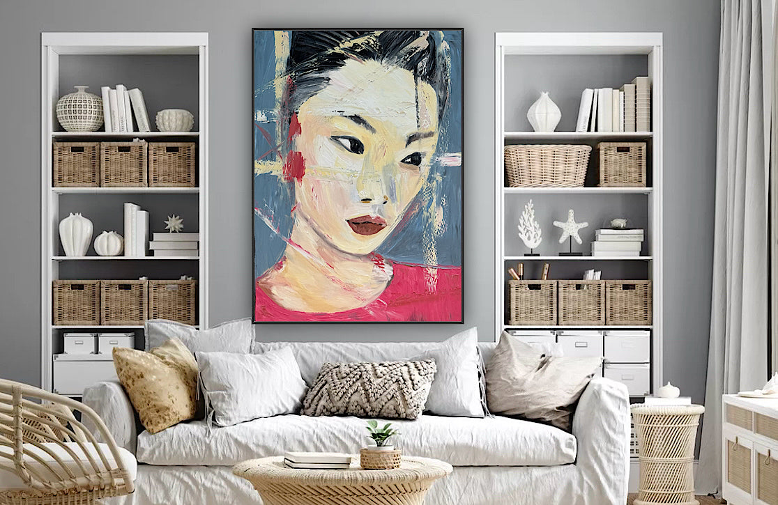 Woman’s portrait Original Abstract Oil Painting On Canvas 85 x 60cm Innocent Soul