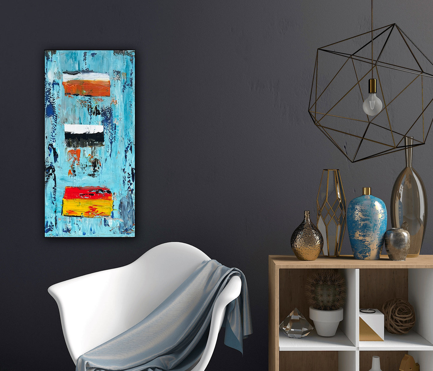 Oka Contemporary Abstract Original Oil Painting 30cm x 60cm textured Essenes of Strength