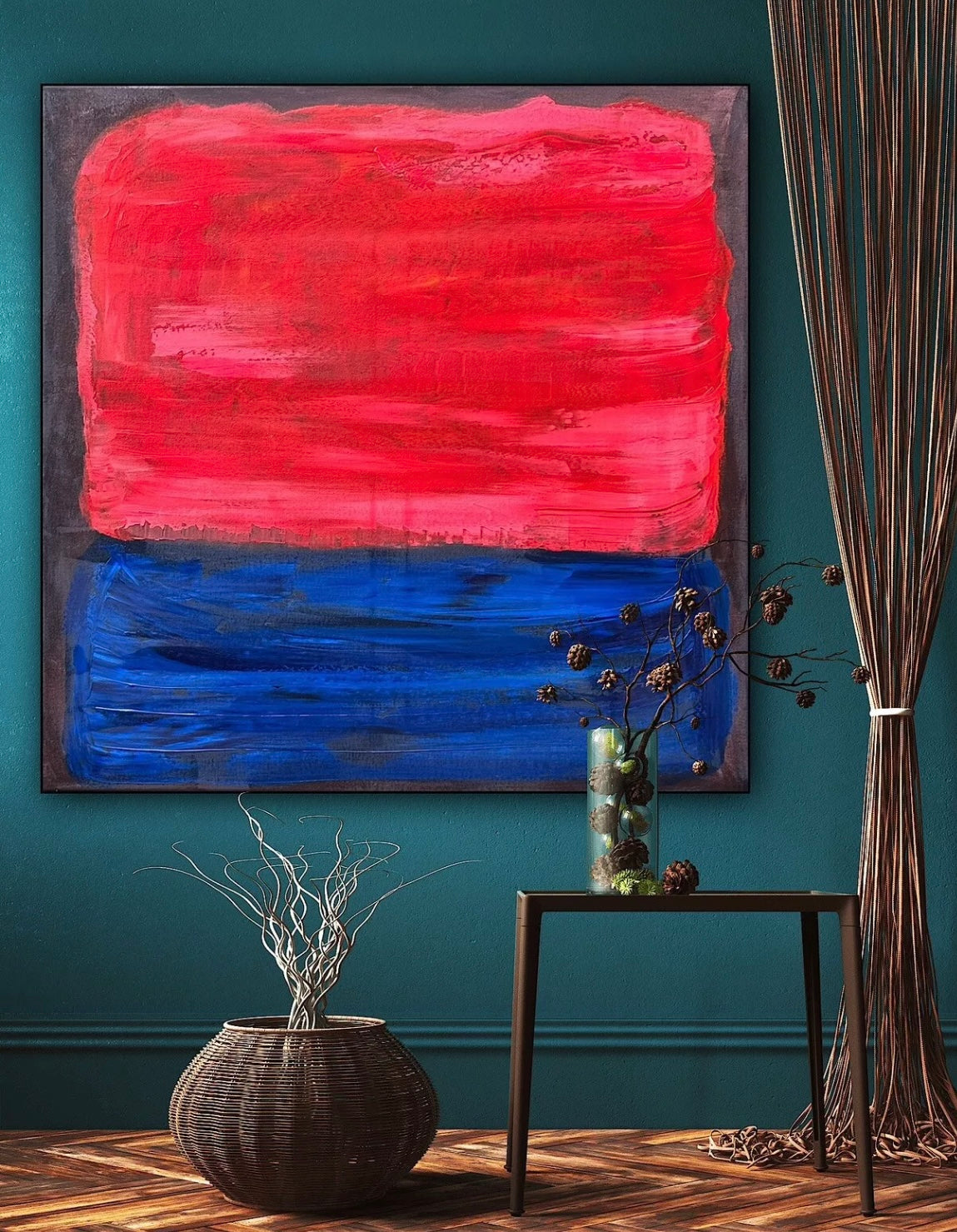 Oka Rothko Design Contemporary Abstract Original Oil Painting On 80x80cm Canvas Indigo