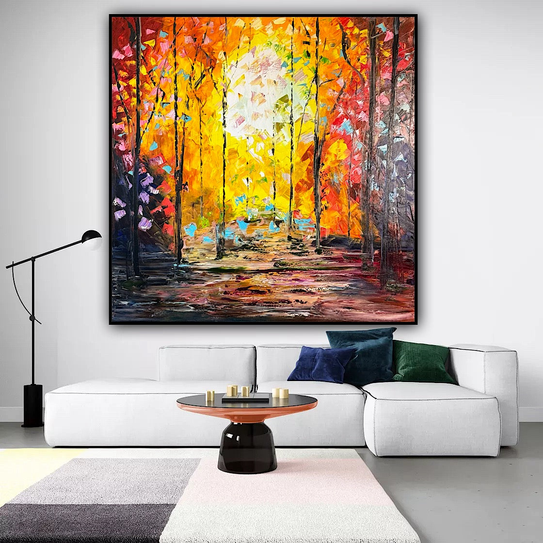 Richter Original Abstract Oil Painting 100x100cm On 1.6cm Canvas Autumn Forest