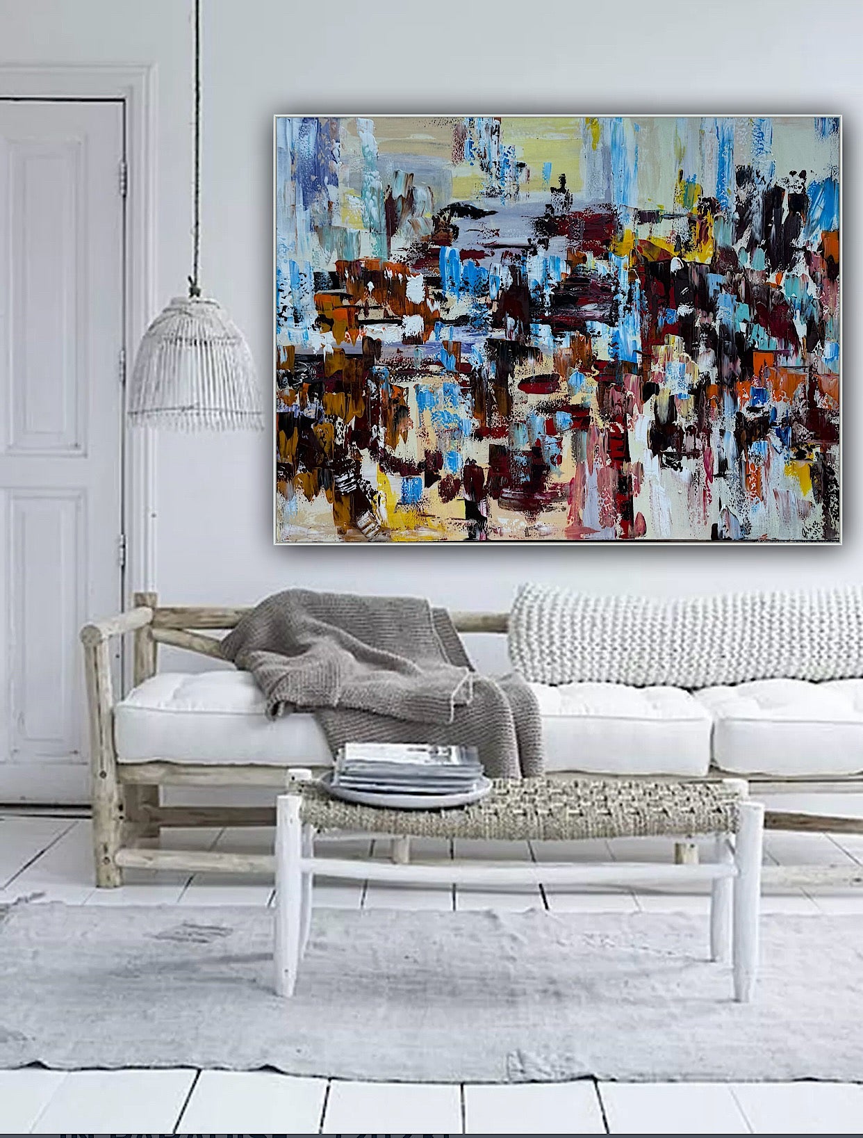Framed Richter Original modern Abstract Oil Painting in 120x90cmCanvas Cityscape Love