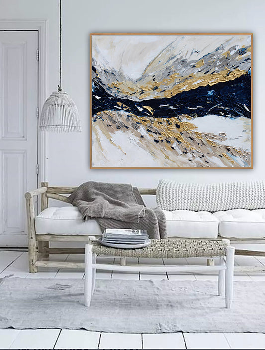 Oka Original Abstract Oil Painting On Canvas 120x100x4cm ‘Horizon ‘Seascape