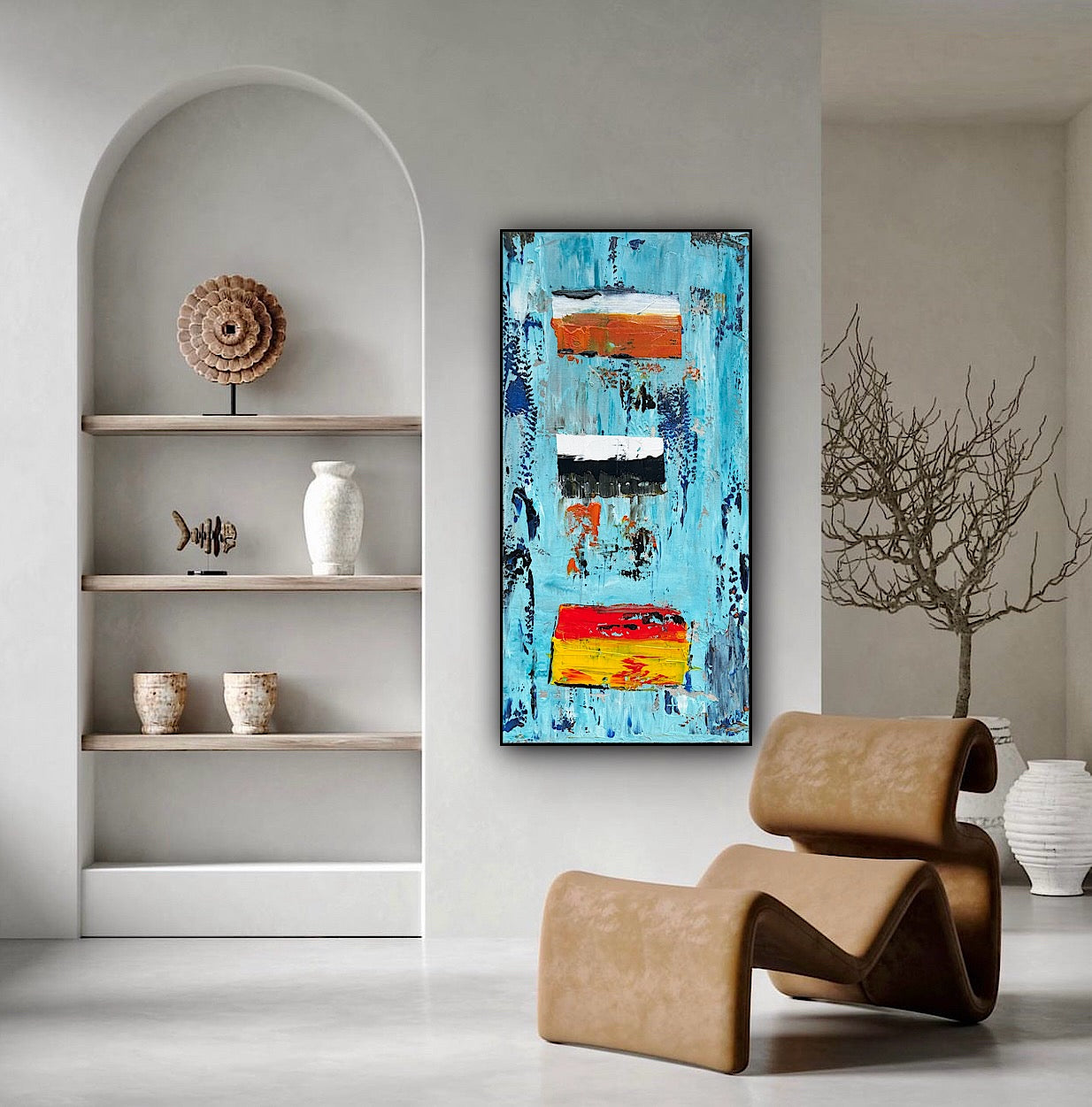 Oka Contemporary Abstract Original Oil Painting 30cm x 60cm textured Essenes of Strength