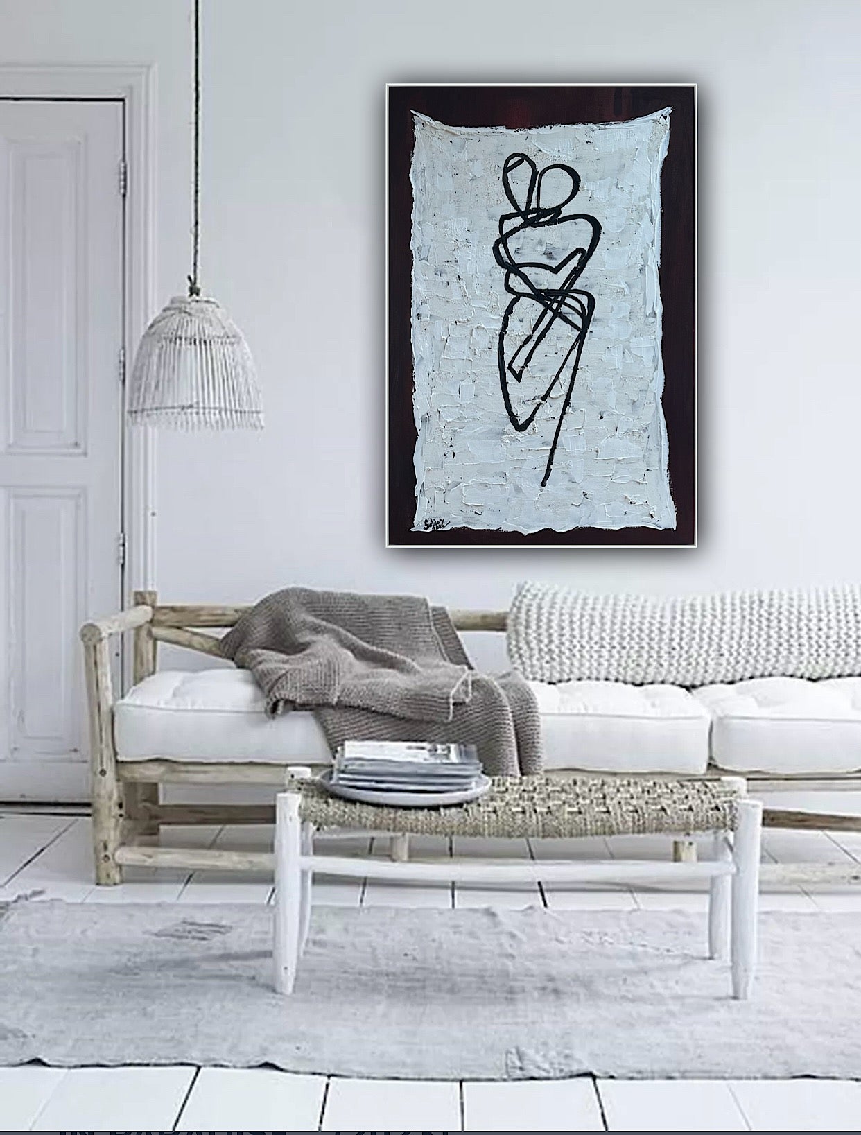 Oka Design Contemporary Abstract Original Oil Painting On 90 x 60cm Canvas Lovers nude on unber background