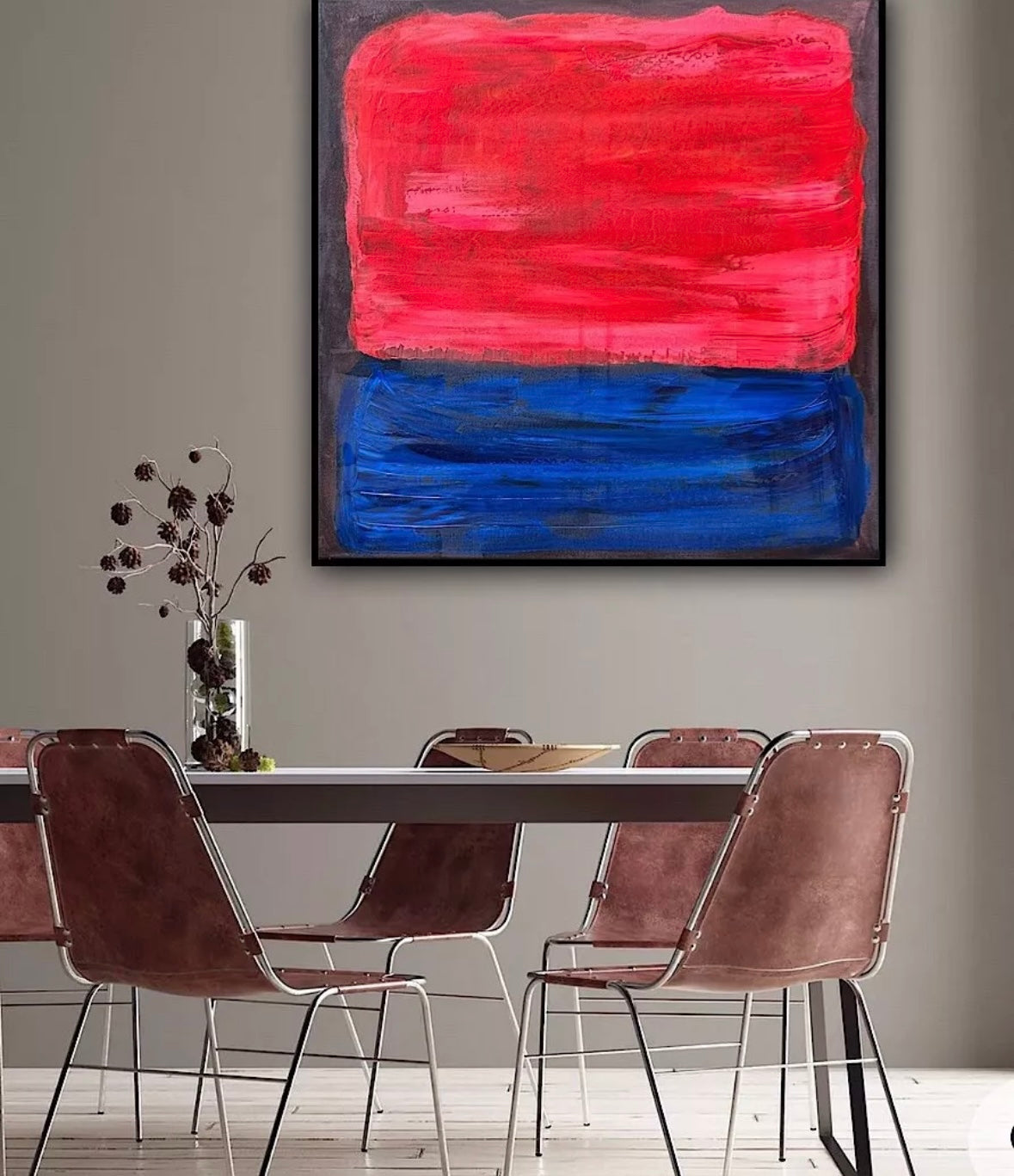 Oka Rothko Design Contemporary Abstract Original Oil Painting On 80x80cm Canvas Indigo