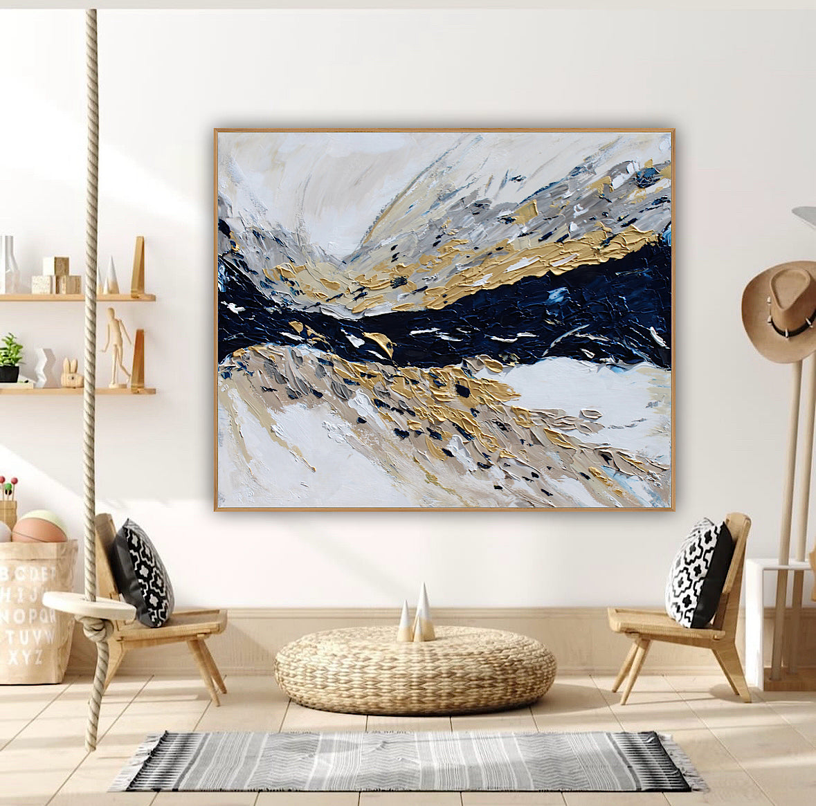 Oka Original Abstract Oil Painting On Canvas 120x100x4cm ‘Horizon ‘Seascape