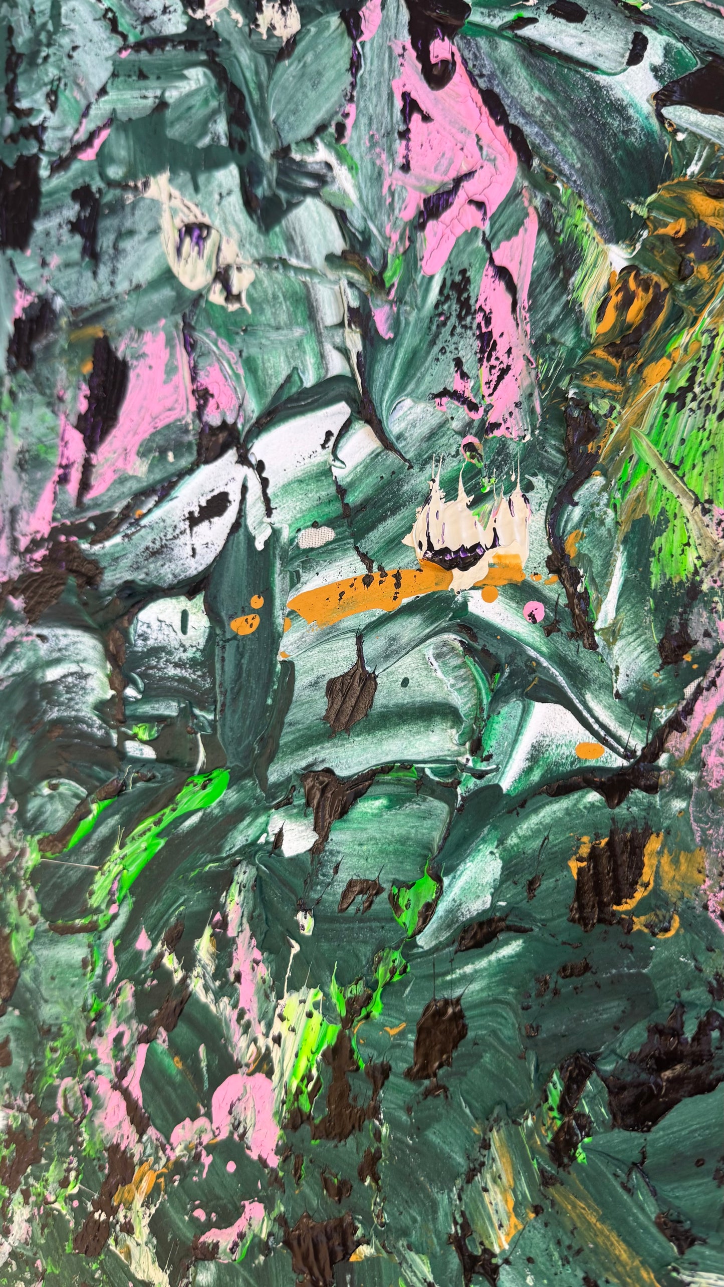 Framed in oak Original Abstract contemporary Oil Painting On Canvas 40x33cm Orchard II Oka