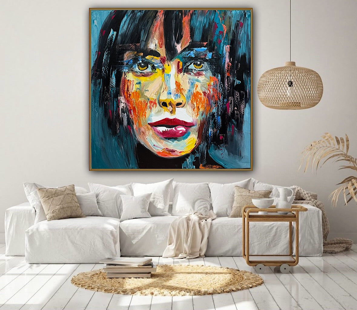 Richter Style Abstract Original Oil Painting On 100 x 100cm canvas Beauty Shades of Tranquility portrait