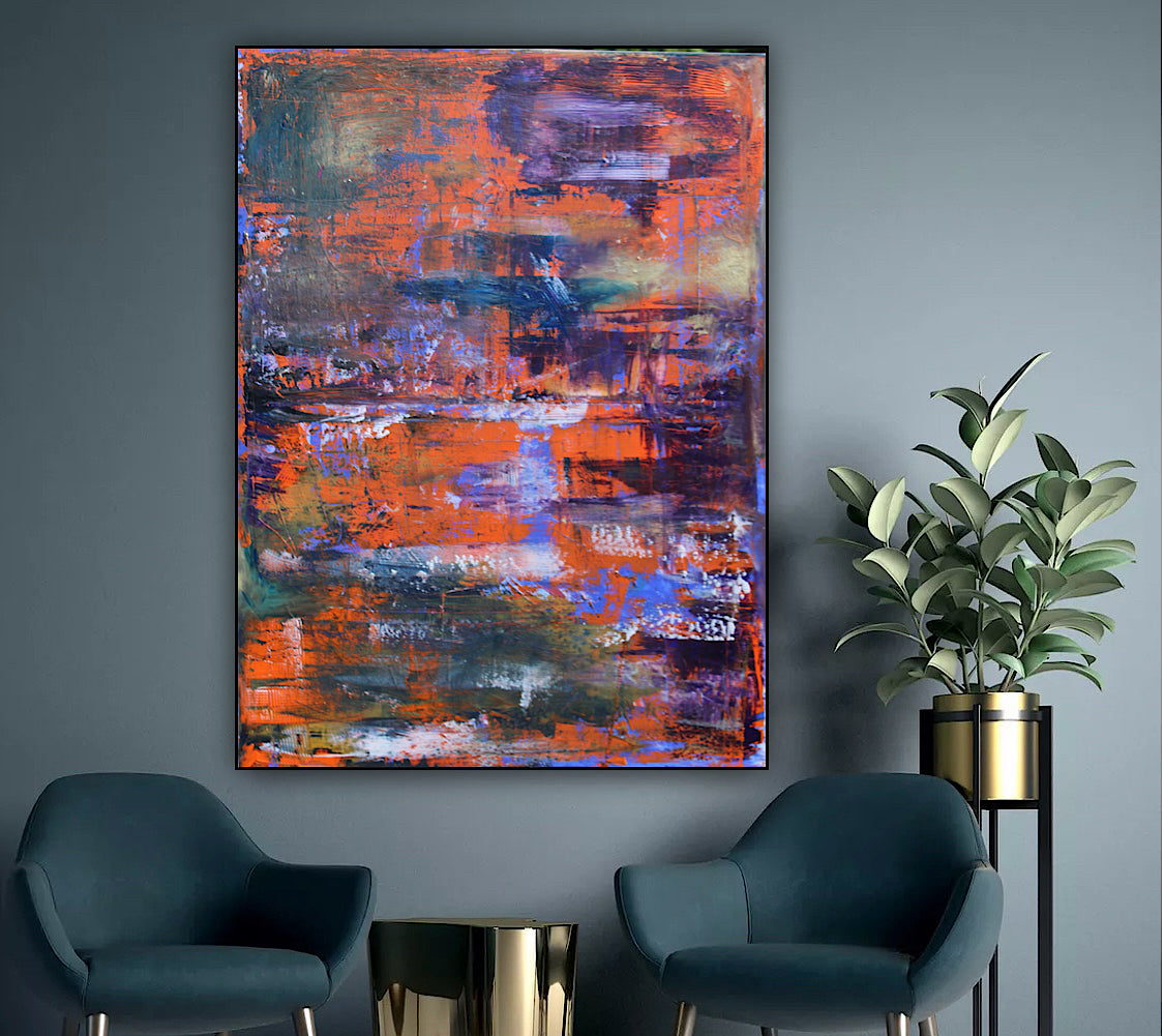 Large Abstract Original Oil Painting On 100x80cm canvas Oka Reflections