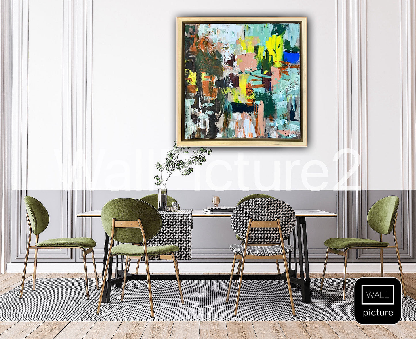 Framed Original Abstract Oil Painting On Canvas 52 x 52cm city lights Oka