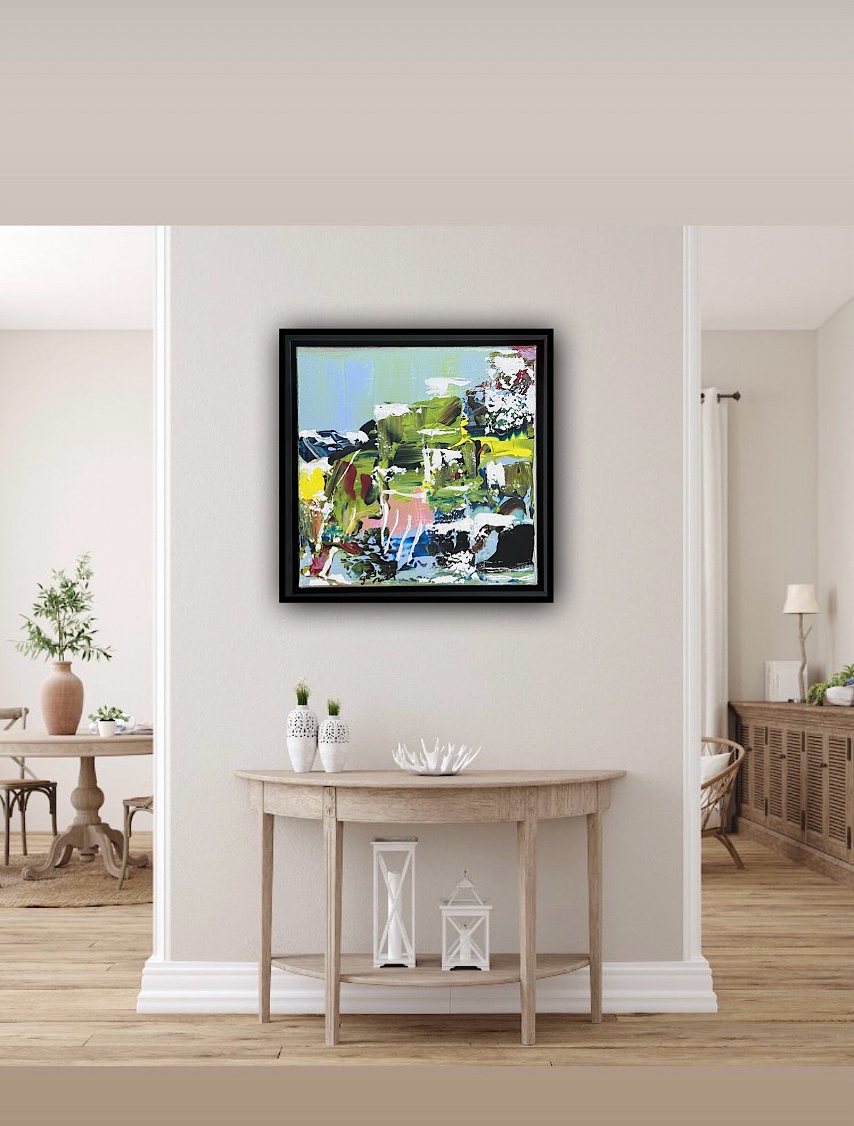 Framed Original Contemporary Abstract Oil Painting On Canvas 24 x 24cm ‘Rome’