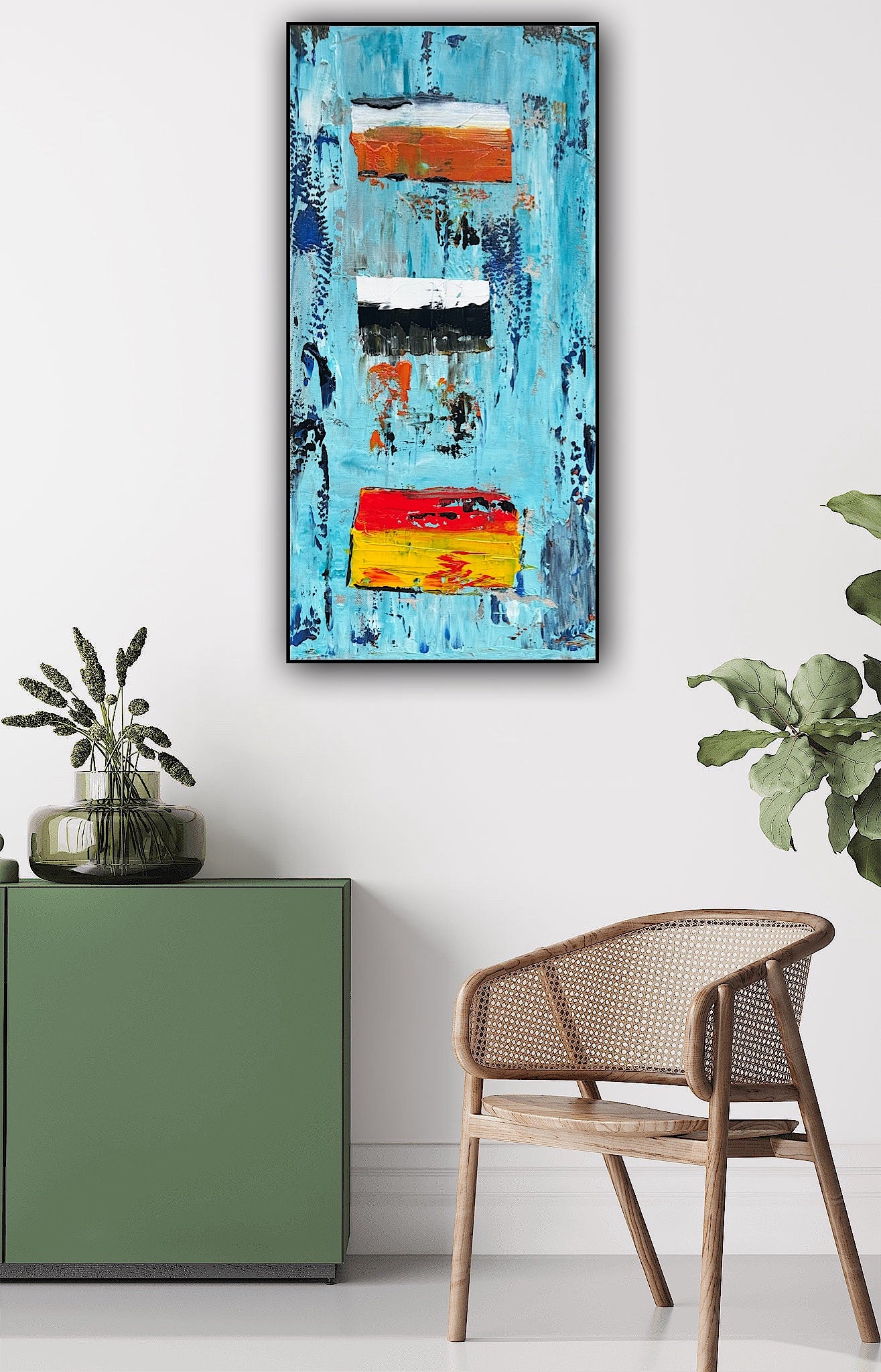 Oka Contemporary Abstract Original Oil Painting 30cm x 60cm textured Essenes of Strength