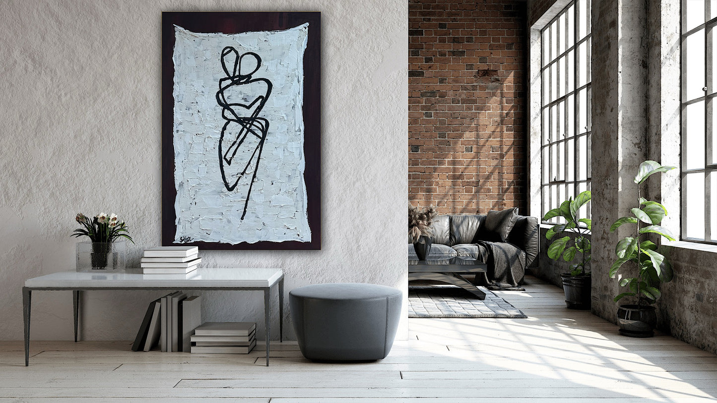 Oka Design Contemporary Abstract Original Oil Painting On 90 x 60cm Canvas Lovers nude on unber background