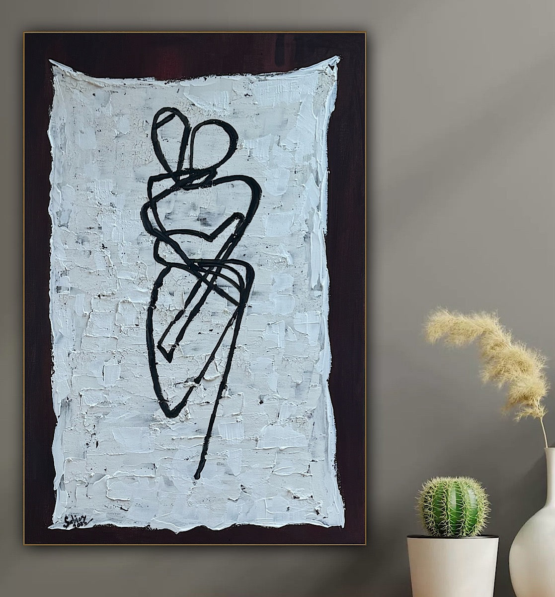 Oka Design Contemporary Abstract Original Oil Painting On 90 x 60cm Canvas Lovers nude on unber background