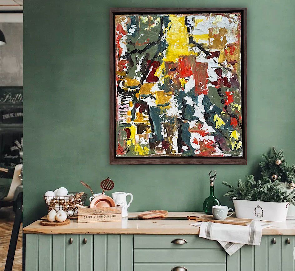 Framed Original Abstract contemporary Oil Painting On Canvas 47x53cm Summer in Venice Oka