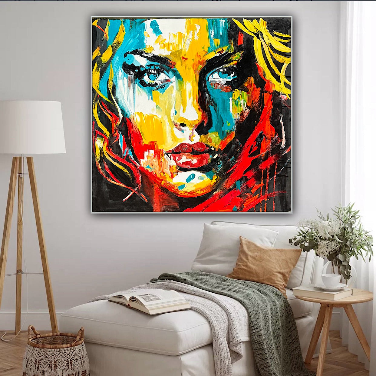 Richter Style Abstract Original Oil Painting On 100 x 100cm canvas Beauty Queen woman portrait