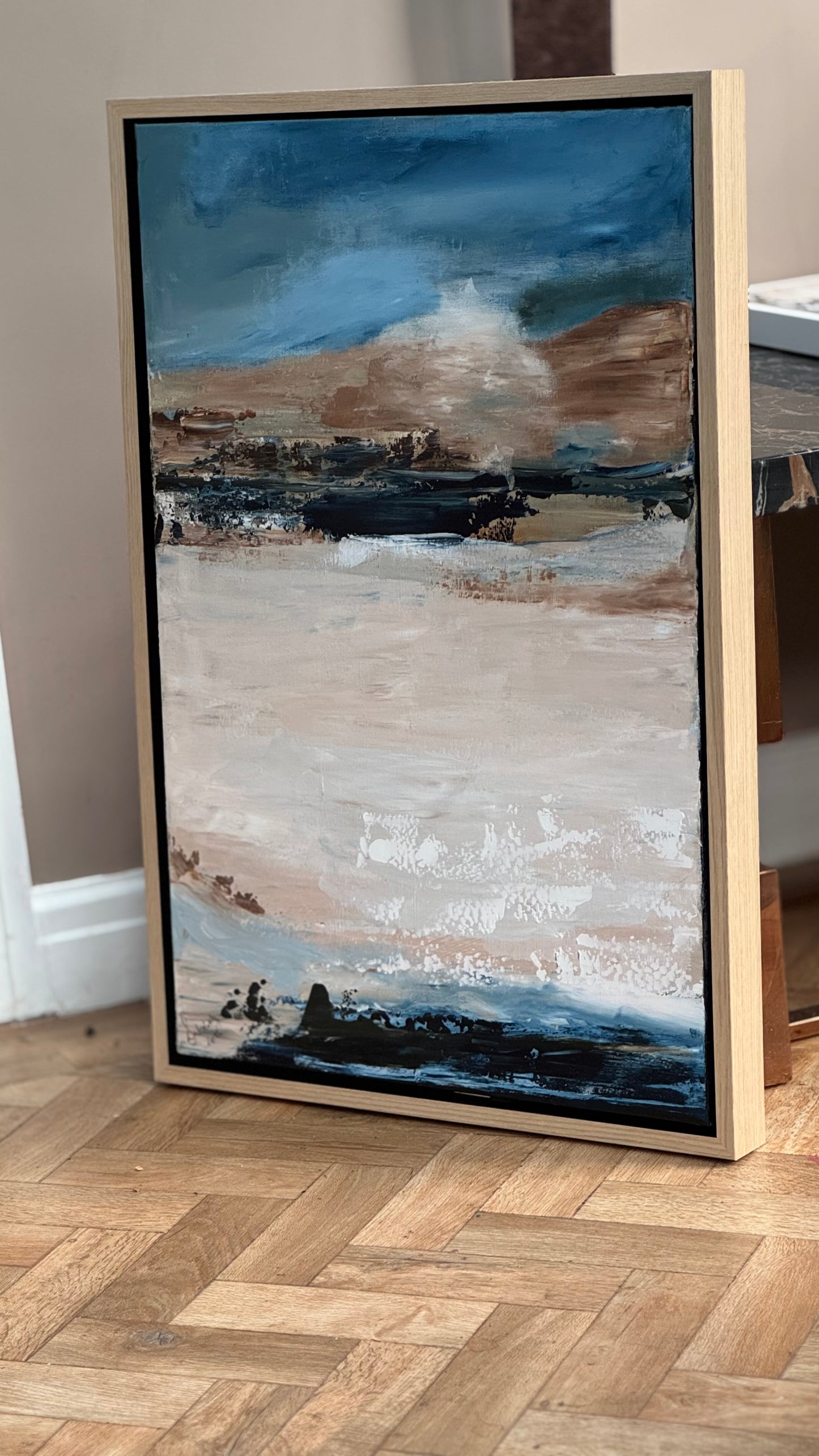 Framed Original Abstract contemporary Oil Painting On Canvas 83x56cm Amalfi Coast Oka