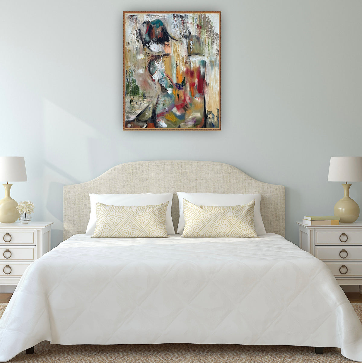 Contemporary Abstract Original Oil Painting On 90 x 76cm canvas Embered Nude