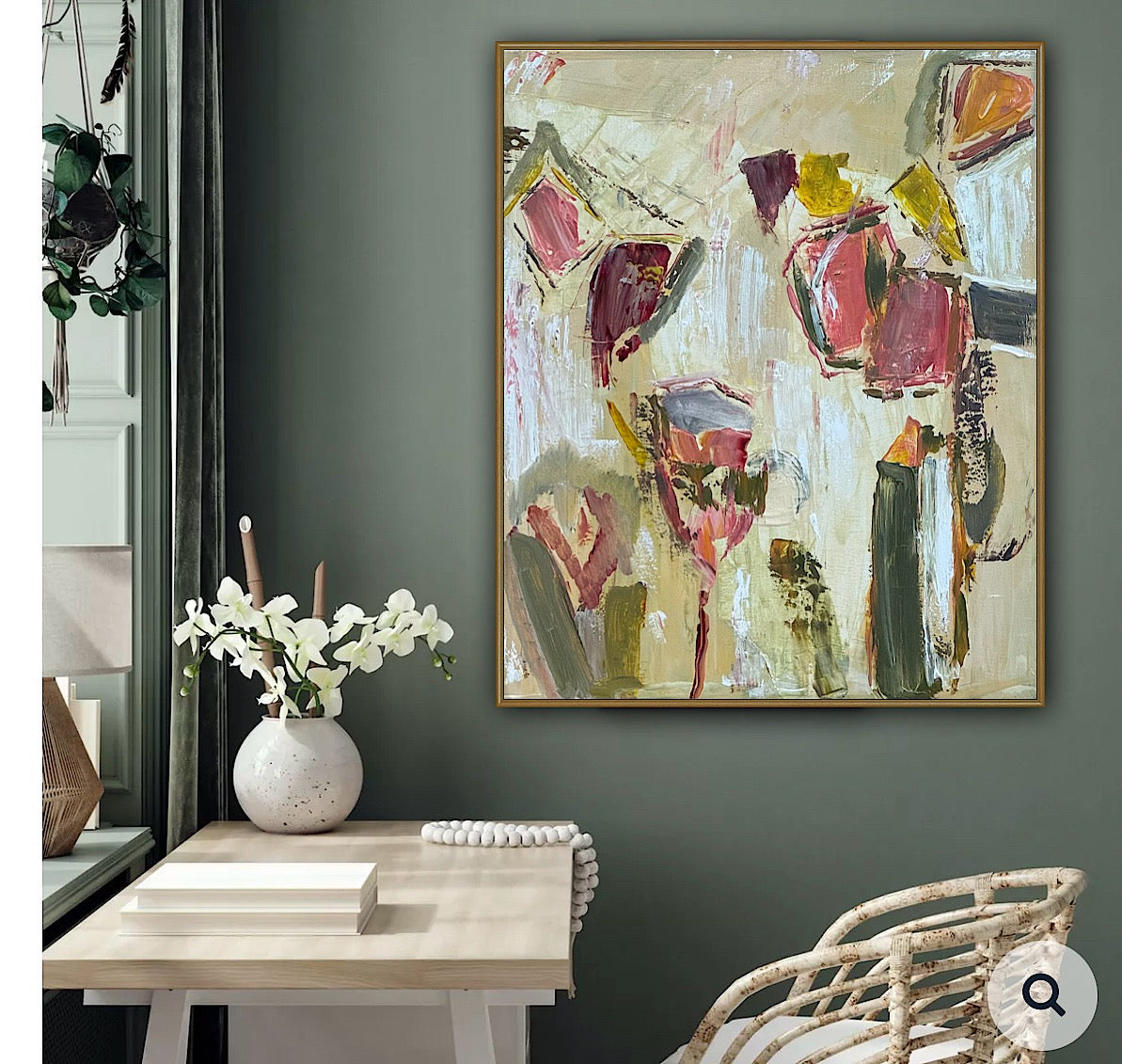 Oka Style Abstract contemporary Oil Painting On Canvas 50 x 60cm Orcia flower
