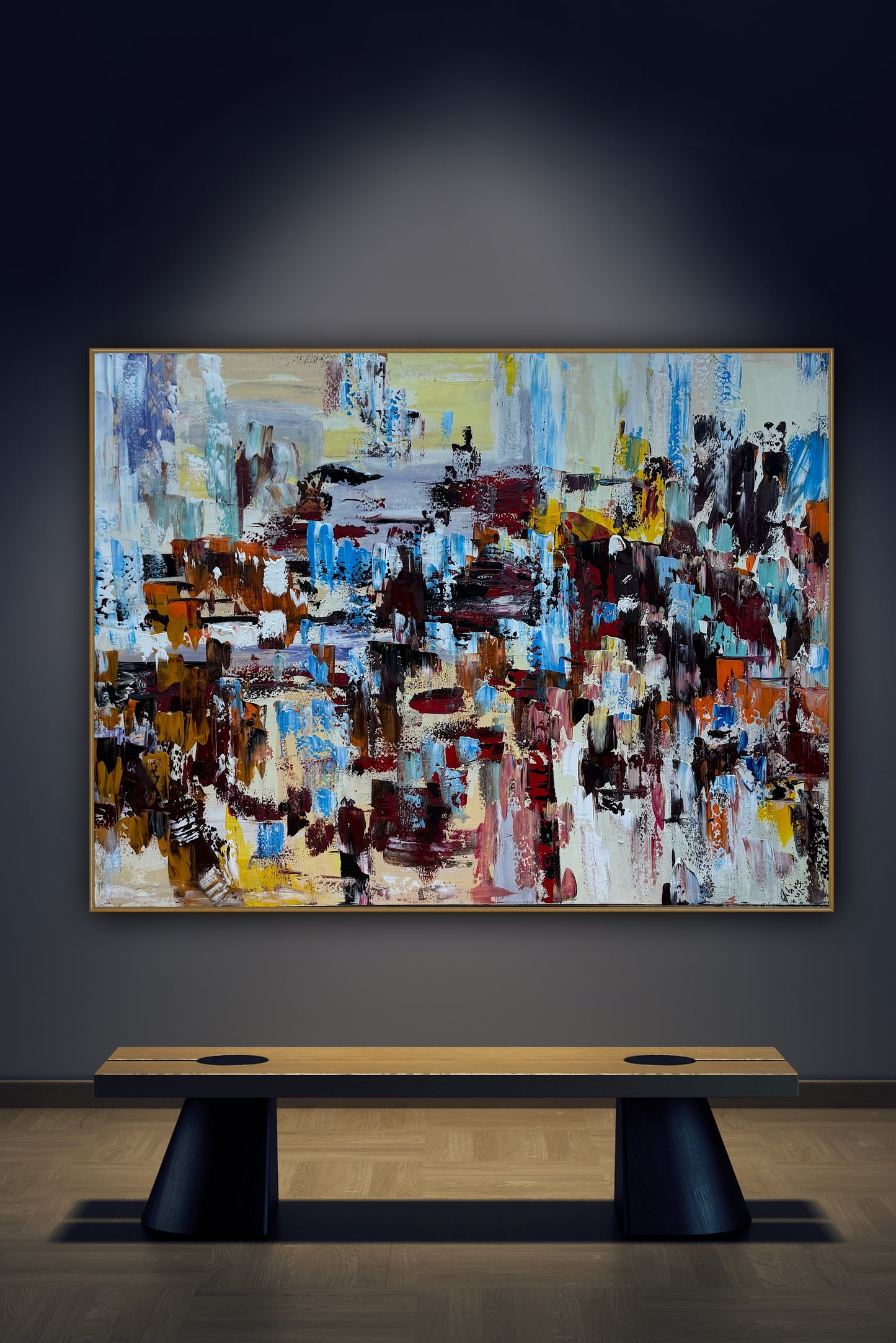 Framed Richter Original modern Abstract Oil Painting in 120x90cmCanvas Cityscape Love