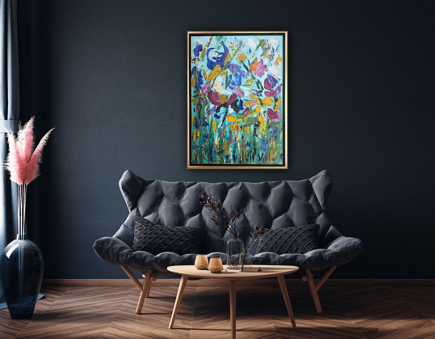 Framed in gold Textured Original Abstract Oil Painting On Canvas 50 x 40cm Eden Gardens