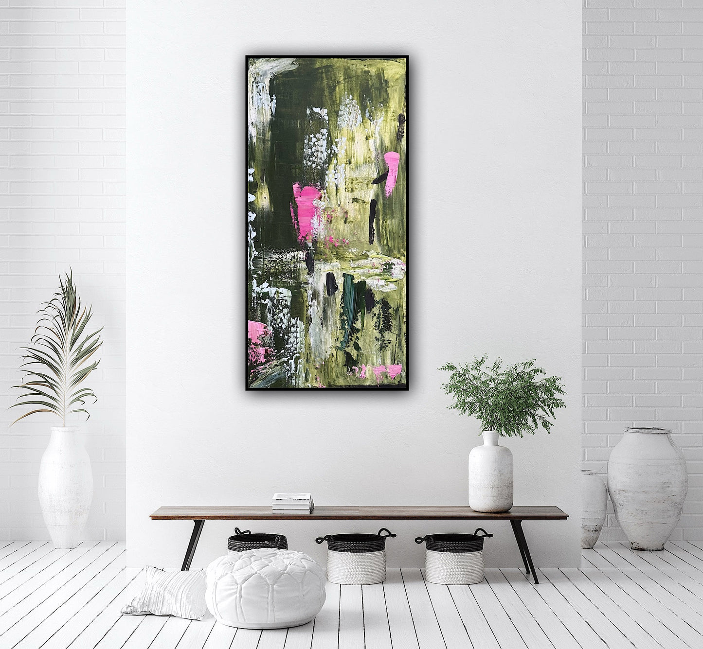Oka Contemporary Abstract Original Oil Painting 30cm x 60cm textured Lavendar Bay