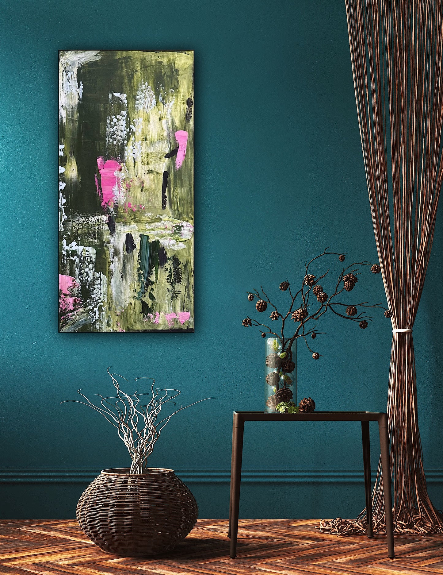 Oka Contemporary Abstract Original Oil Painting 30cm x 60cm textured Lavendar Bay