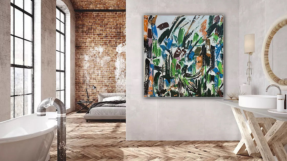 Oka Contemporary Abstract Original Oil Painting 80x80cm Whispers Of The Wind floral